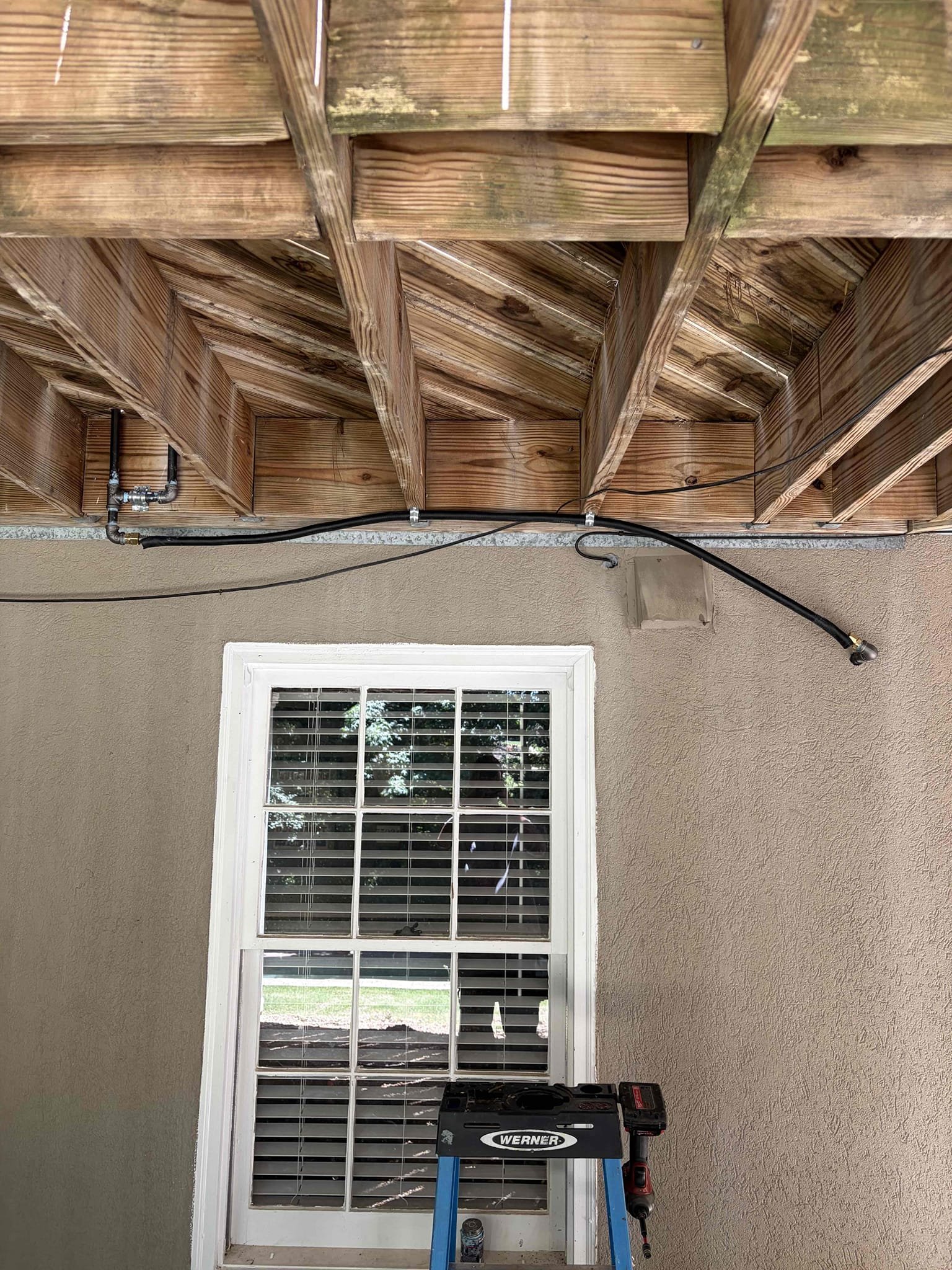 This customer, we installed a new gas line from the middle of where the other gas lines are in the TV room in the basement ran three-quarter inch track pipe down drilled a hole down and across through the stucco with the SDS and a holesaw stubbed out the new three-quarter inch pipe brought the track pipe up in half inch over for two gas lines in the Deck at a two brand new shut off valves, supported the pipe all the way through and through make sure to clean up all the messes that were created strap, the pipe properly tested all the piping to make sure that it was properly secured and no leaking that pipe is not leaking. The customer should be all set to use their brand new grill when they get it once complete there are no leaks. Once I was also complete I re-lit the customer’s gas water heater.