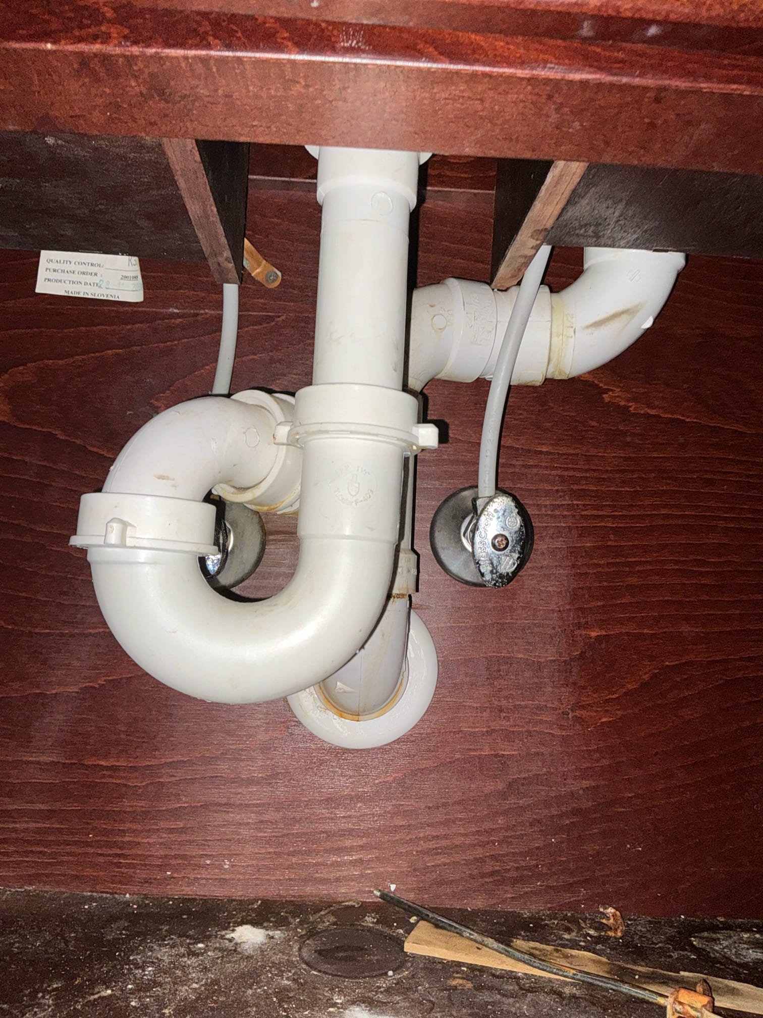 Remove old leaking and seized faucet. Installed new customer supplied 8”spread lavatory faucet and new supply lines. Tested new faucet for proper operation and leaks. No leaks found after work completed. Cleaned work area 