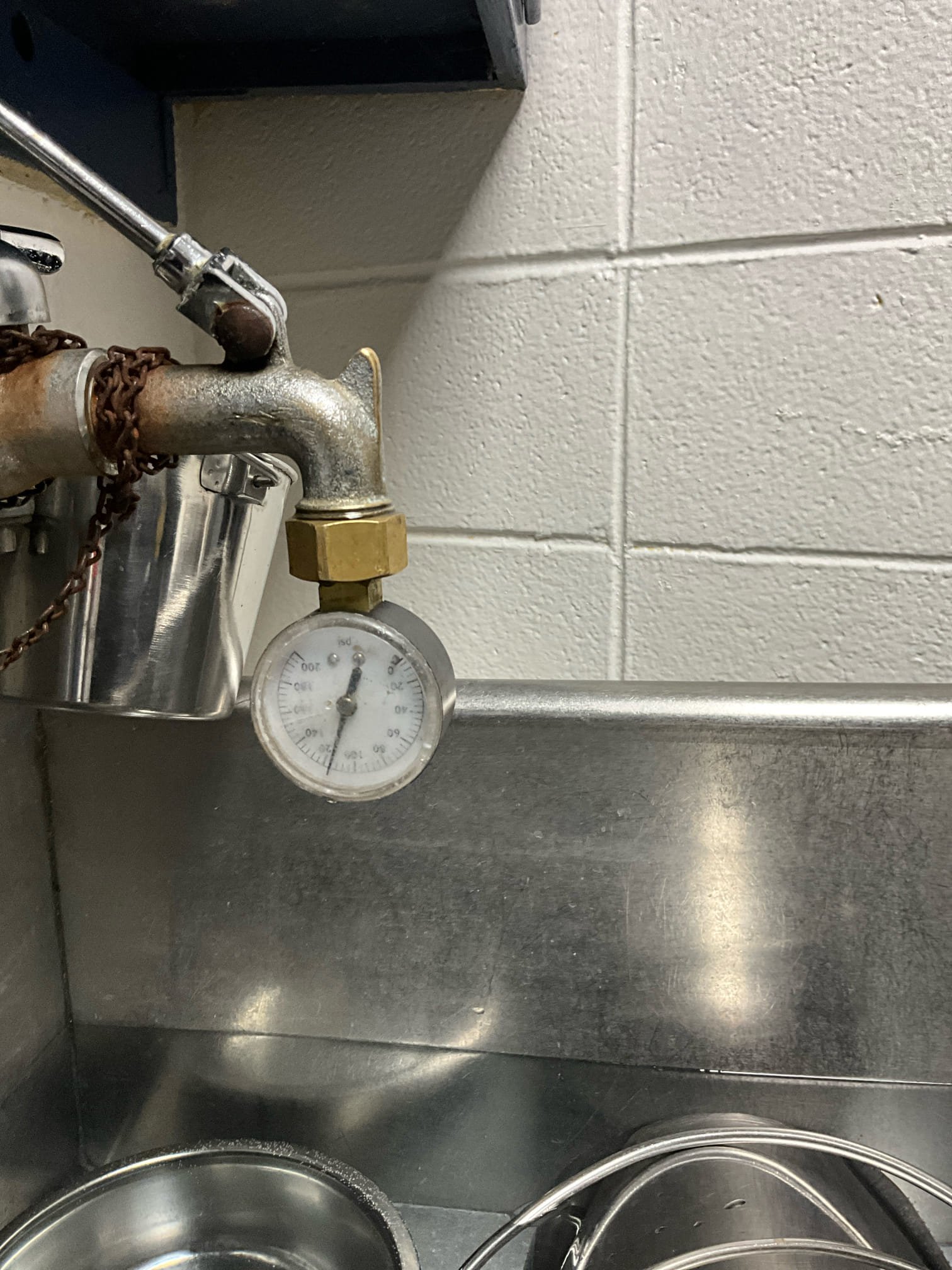 Was called out for a dripping faucet and drain that was backing up. Checked water pressure and it was 120. Gave estimate to add PRV and main shut off valve. I due believe the faucet is dripping due to age and water pressure. Gave estimate to replace T&S faucet. Office has to get an approval before work can be done