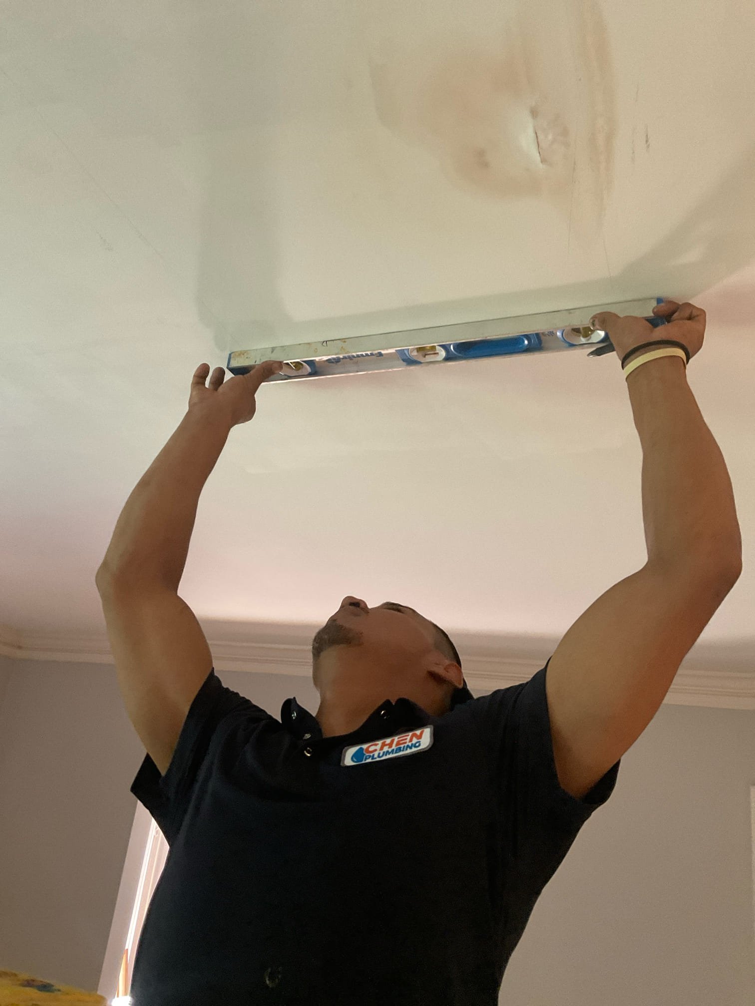 Opened ceiling checked leak , fixed with overflow gasket , new diverter tub spout . 