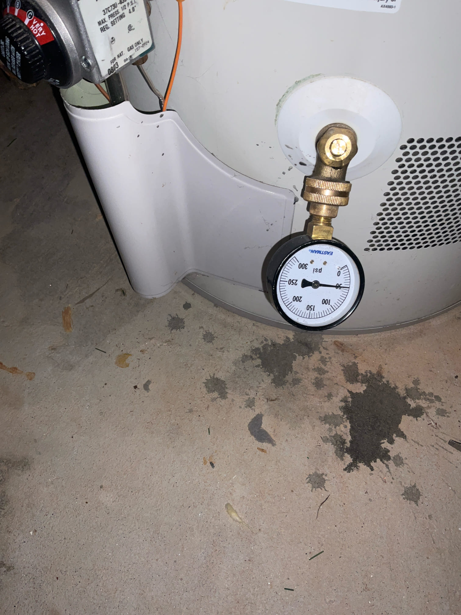 Replaced a 50 gal gas water heater and opened wall found fixed 3” pvc drain pipe leak was hit by screw or nail . 