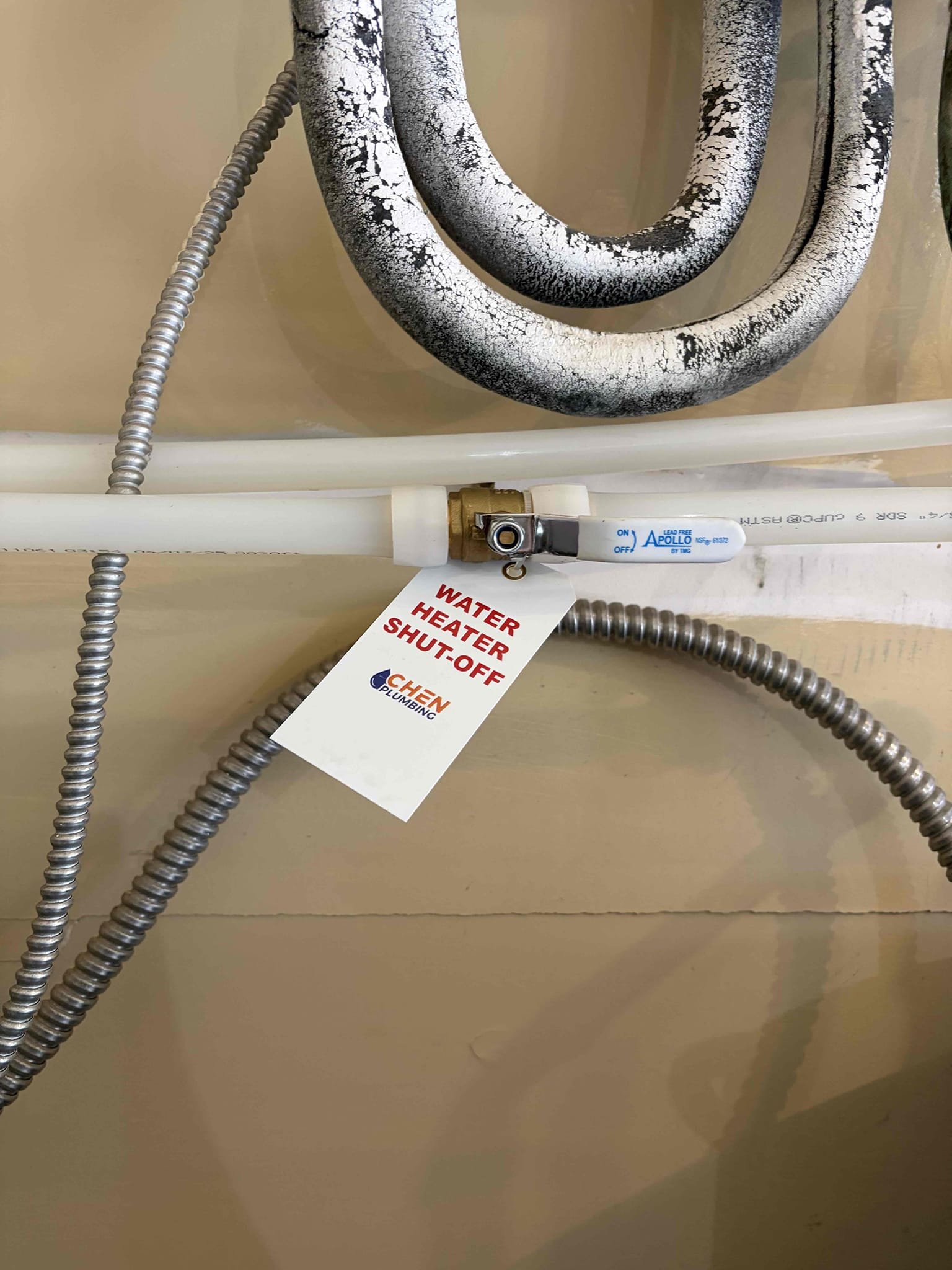 This customer installed a brand new 50 gallon tall electric water heater in the garage. The customer had poly B and in order for us to get everything squared away we adapted to Pex a piping, did the transition fittings from the type of pipe that was needed I had a small drip on one of the packs a to probably be connections so therefore cut it out and redid it addition to that we strap the new thermal smash tank on the side of the water heater for proper installation copper 18 inches tied back the TMP installed the electrical and once complete there are no leaks . Gonna reach back out to the customer to see about doing the PEX manifold.
