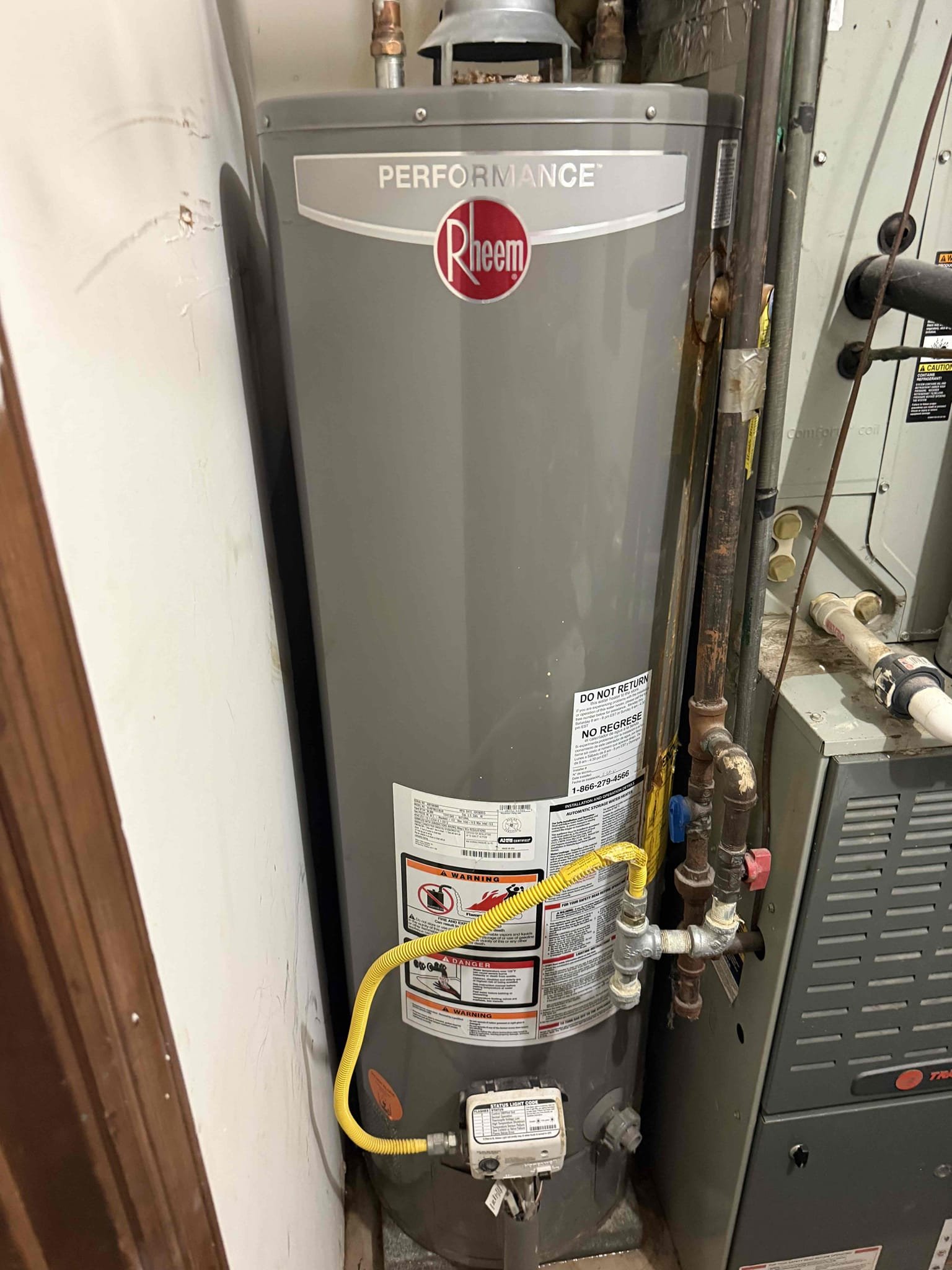 Water heater leaking upon arrival. Customer stated his water heater has a slow leak. After looking at the water heater informed customer with it leaking there is no repair, but we could replace it. Informed customer due to the space we have we would have to go with a skinny a.o smith water heater, customer asked if we could do a 30 gal gas water heater. Informed customer I could give him both options, if he chose the 30 gal we would not be responsible if he runs out of hot water faster than normal. Gave customer estimate, customer stated he needed to speak to his wife first to see which way works better for them. 