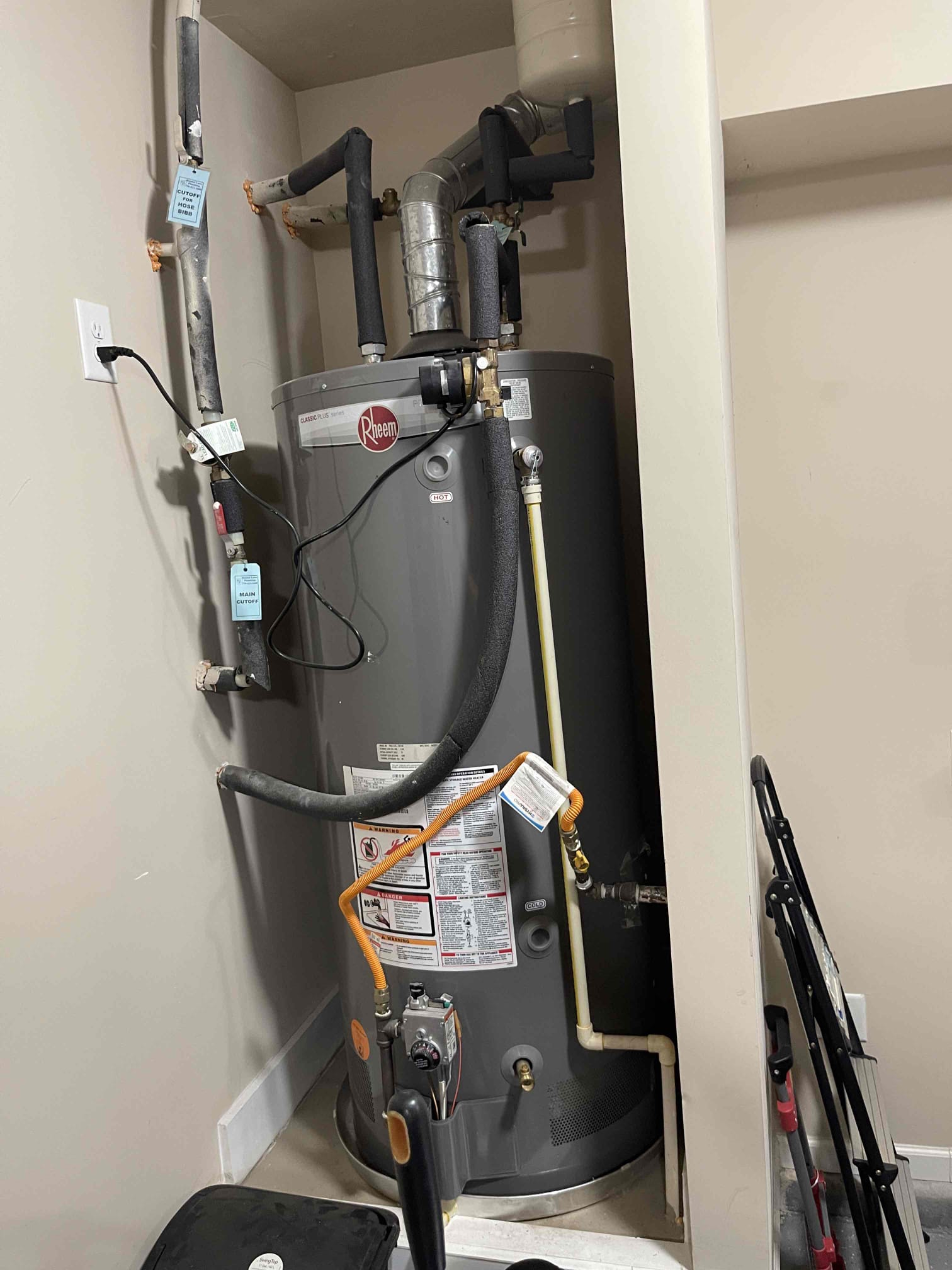 Left quotes to move hose in to the desired location on the back of the home. Also left quote for the water heater as it is from 2017. 