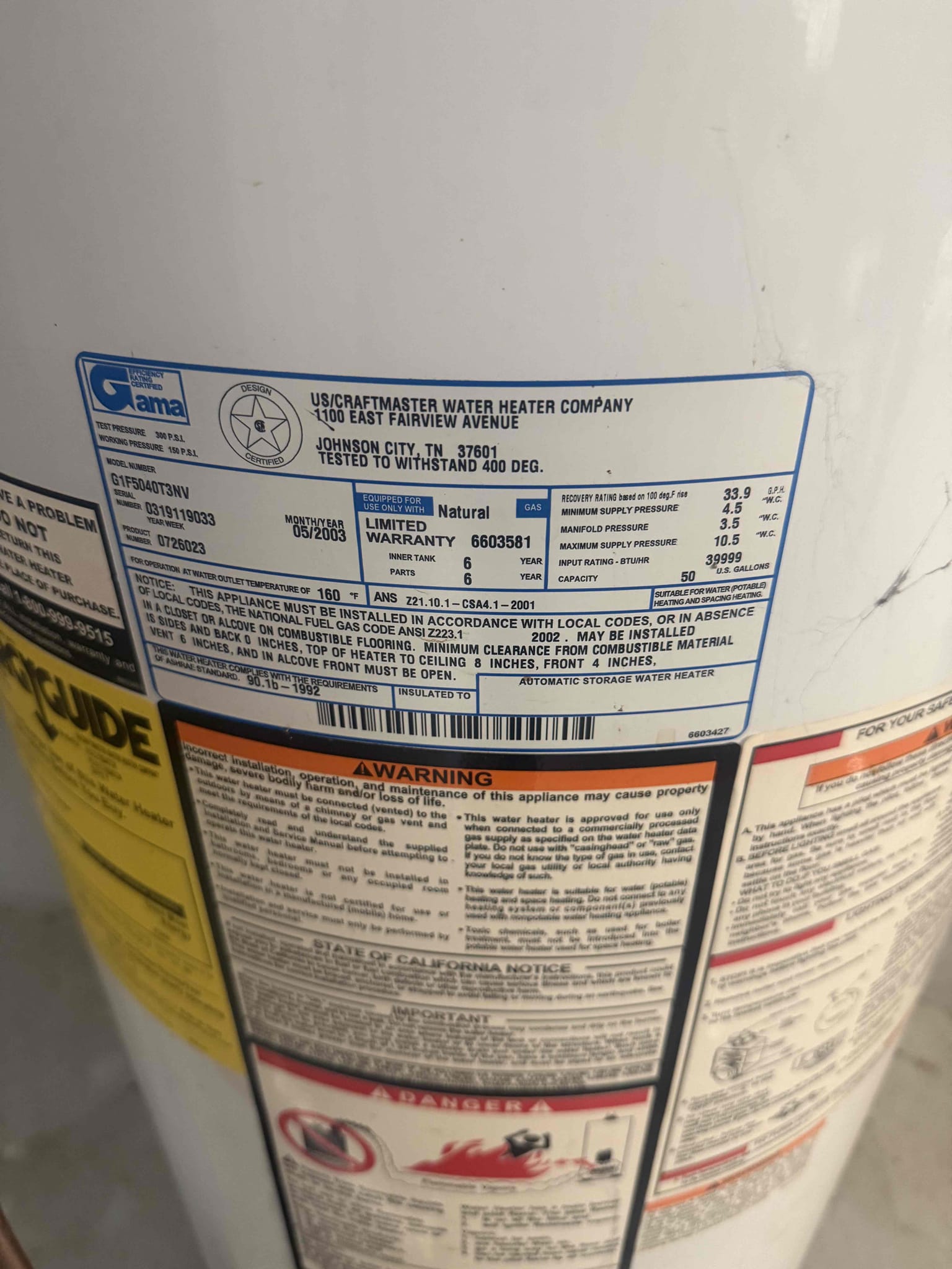Water heater leaking upon arrival. Customer stated that she is moving and the water heater started to leak Monday. Customer stated she was going with the cheapest price and was getting multiple quotes today and wouldn’t make a decision until tomorrow morning. Gave customer estimate to replace 50 gal gas tall water heater, new pan, expansion tank, and shutoff valve. 