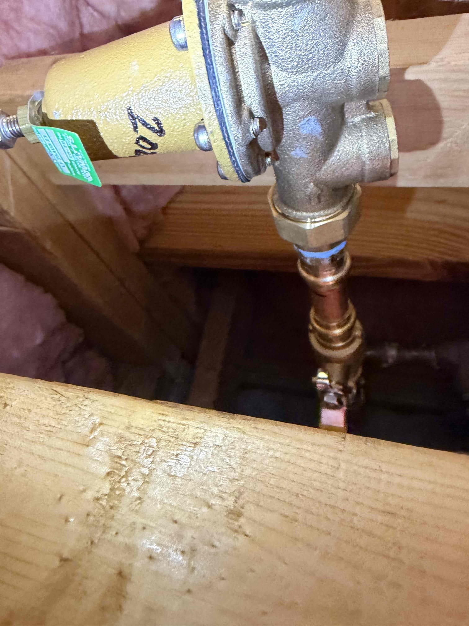 Replace 50 gallon water heater
 pressure reducing valve replacement 
Win with Chen

This customer called us out for a leaky water heater, they had a hvac issue and they noticed they didn’t have hot water. I took a look at what the issue was. Leaking water heater. It was a Ao smith water heater from 2016 and it had leaked from the exhaust flue. So therefore the water heater needed to be replaced. The water heater wasn’t up to code compliance. We installed the new water up code, installed the thermal expansion tank with the bracket, added two shut off valves for the hot and cold side. New black iron drip leg, new pan, new gas line. After the installation was completed there is no gas nor water leaks. Additionally the water pressure for the house was too high, water pressure read at 110 psi. Typically an indicator for why the water heater failed. As result of the pressure being high we went with the replacement of the pressure regulator valve. Water pressure is back to normal at 55 psi. O
