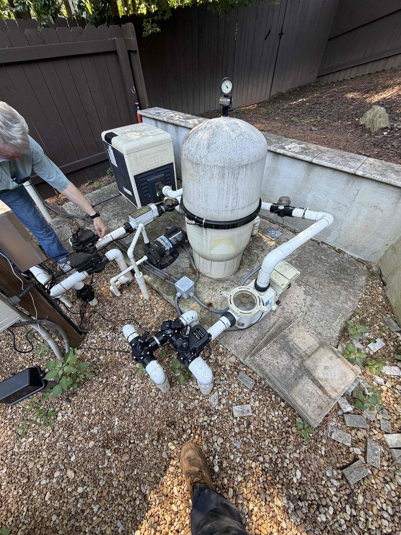For this customer they called us out to add a hose Bibb to a pool pump, for a swimming pool. Unfortunately we do not work on pool systems, we leave that work for the pool professionals. Additionally there was another spot of where the hose Bibb could go however a irrigation specialist would have to give you those options, additionally we went into the crawl space to see where we can enter for installing a Bibb. There is no good place for a hose Bibb to installed.