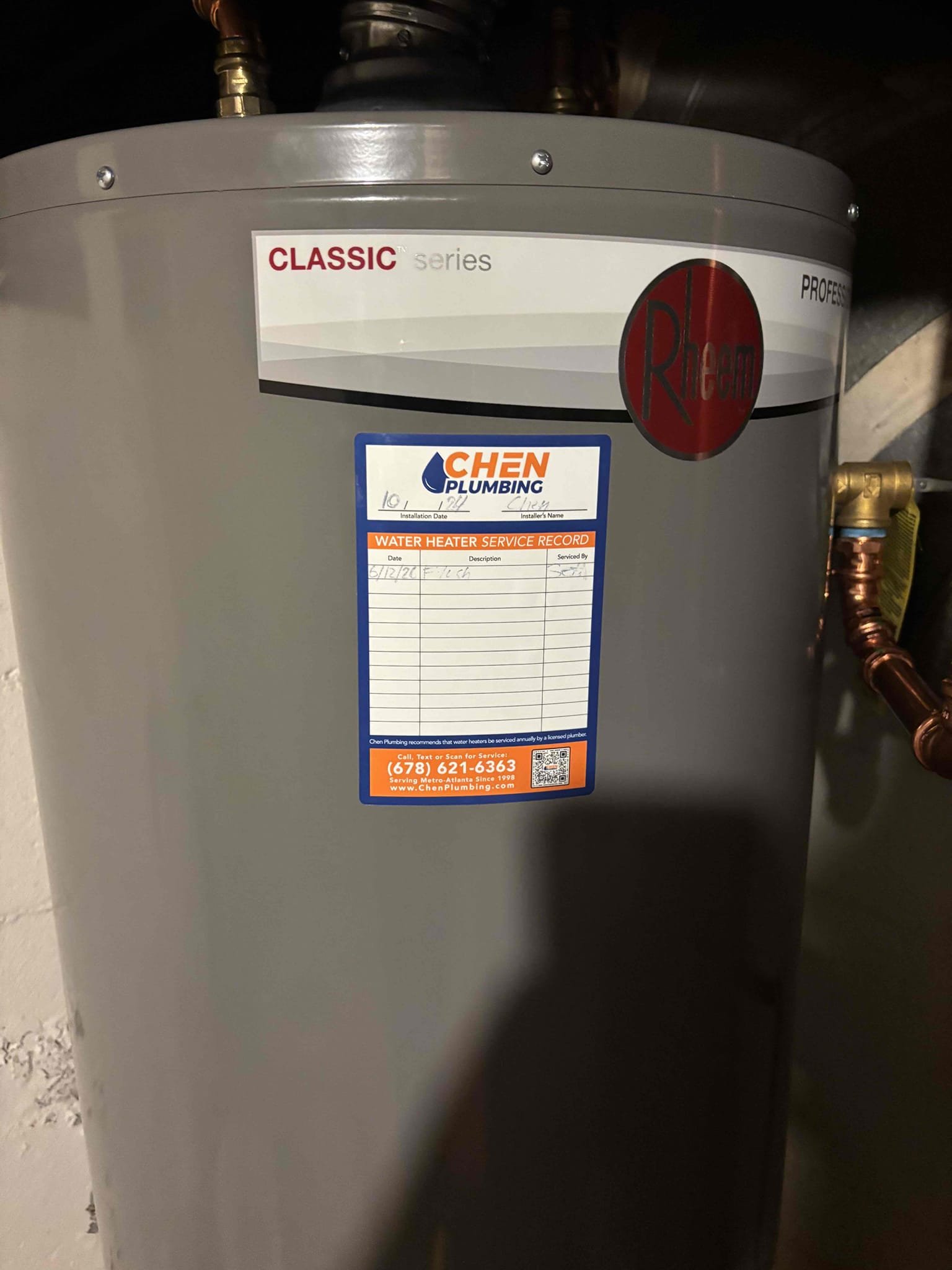 Upon arrival, customer stated pilot light on water heater has went out. Attempted to relight water heater, water heater lit with no issues. Found leak on three-quarter copper union. Gave customer estimate to replace leaking union. Install two new three-quarter copper couplings. No leaks at departure. Customer signed up for win with Chen membership. Performed annual flush today. Water heater is lit and working properly at departure. 