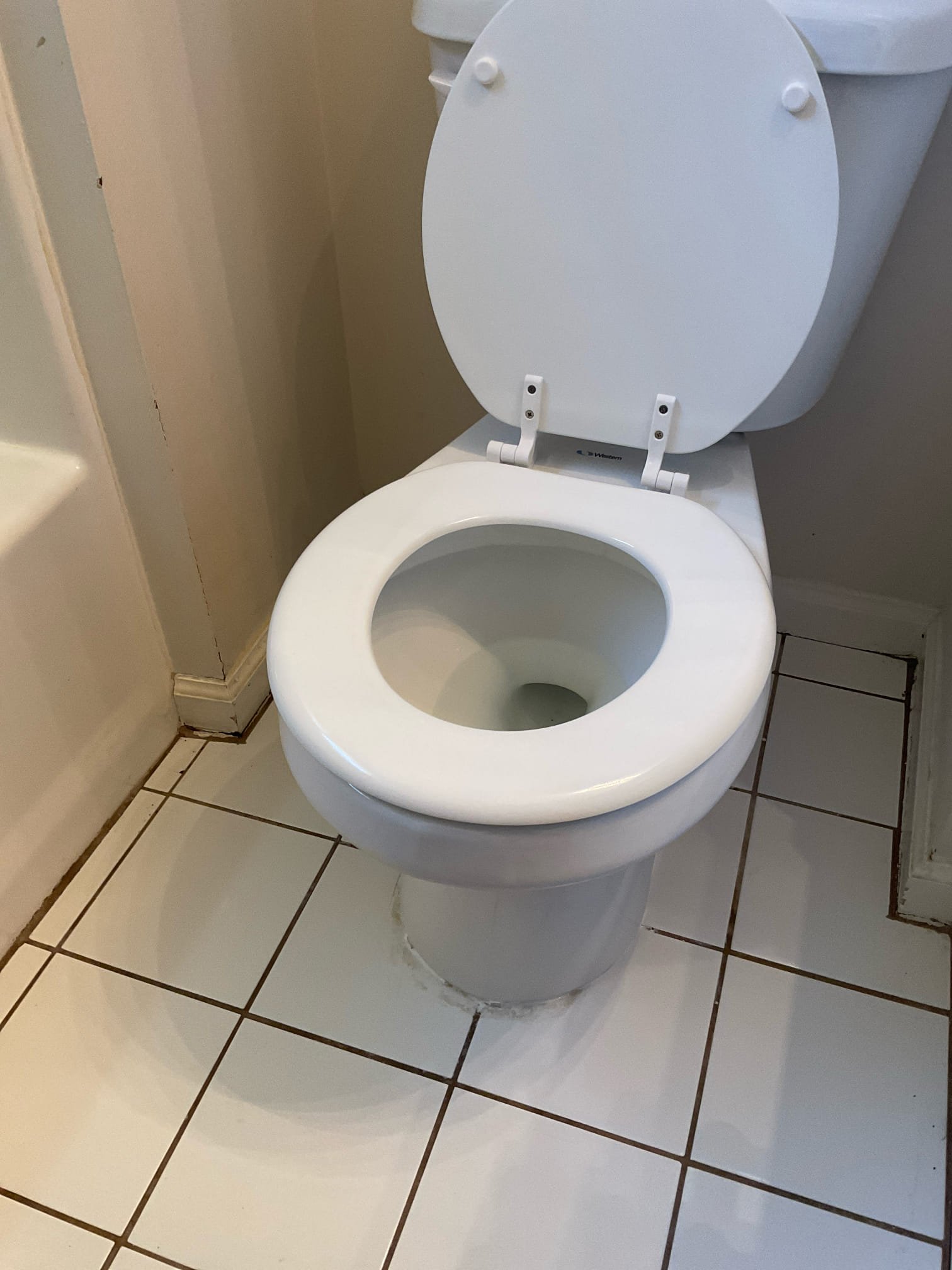 Replaced a round toilet with a new western round toilet , new water shut off valve installed, one year warranty labor and parts . 