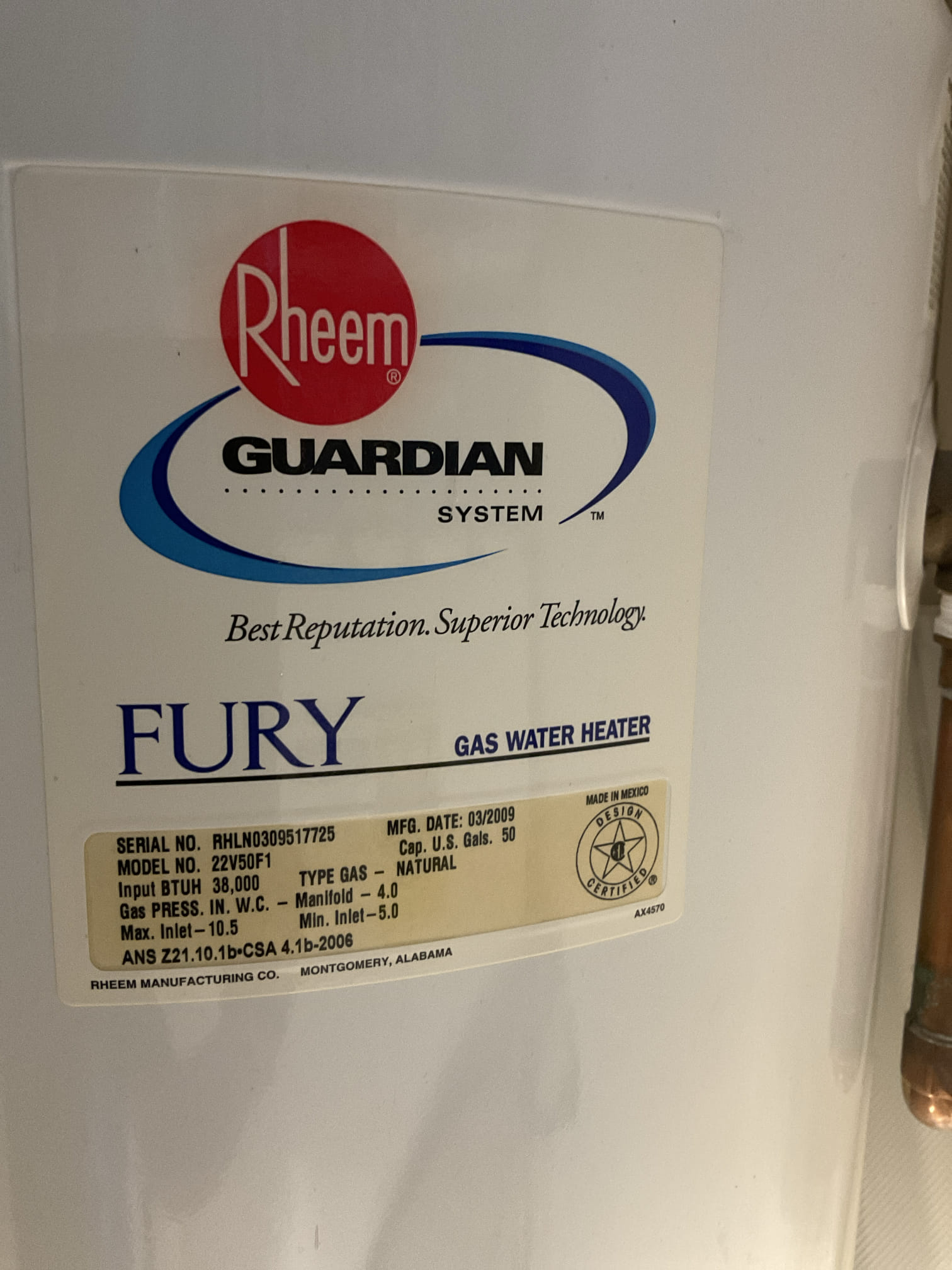 Quoted water heater replacement today 