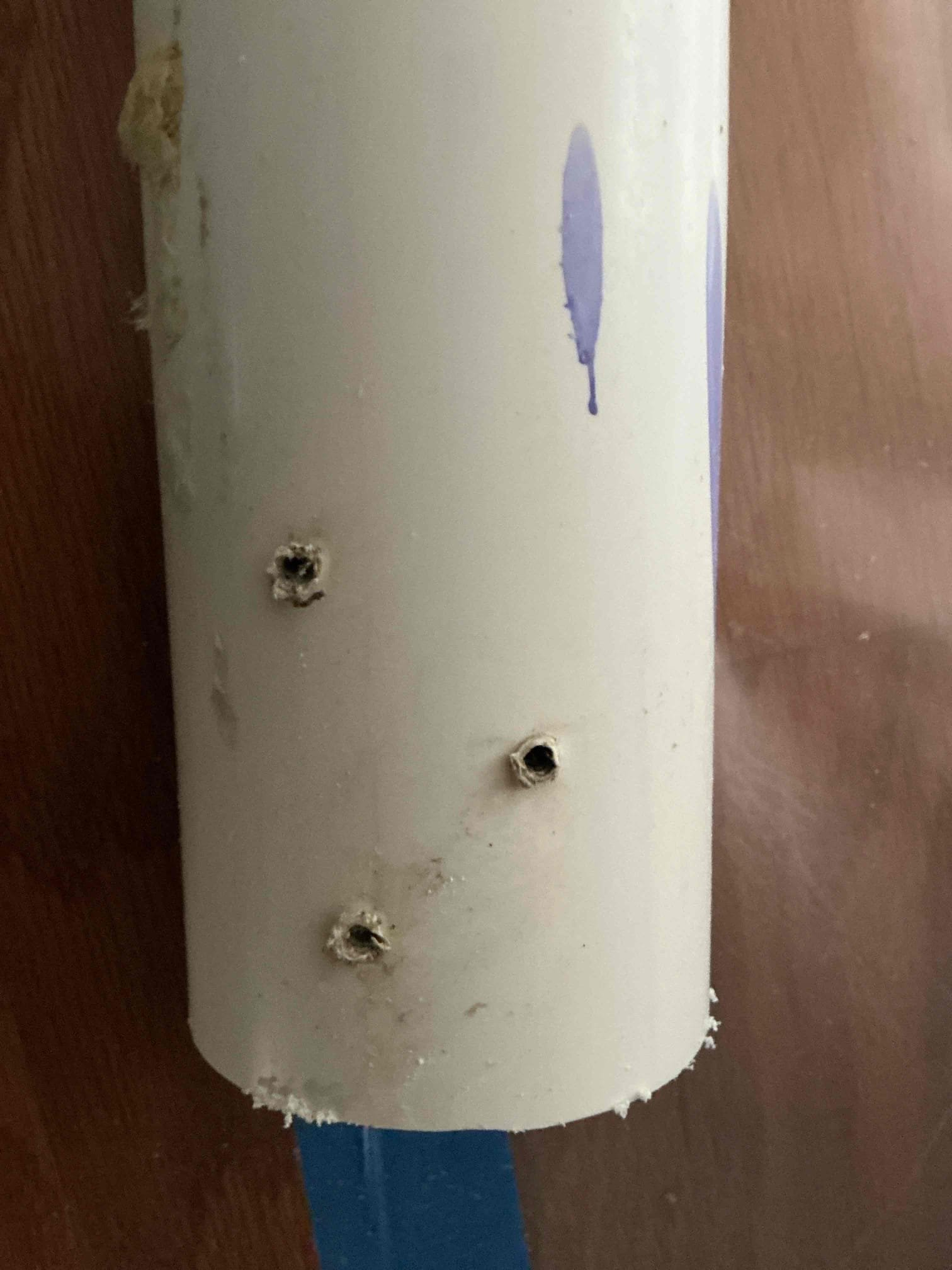 Customer originally called us out due to water damage, discovered on the floor. Upon performing an initial diagnostic evaluation, we determined that the source of leak was a waste line located within the wall that had been punctured by screw or nails. During our investigation, visible corrosion, and rust staining were present around the affected area, indicating that the fasteners had likely been embedded in pipe for an extended period of time. The prolonged exposure caused the screws and or nails to deteriorate and rust, resulting in a leak and subsequent water damage.

Presented the customer with options for the necessary repairs, including removal and replacement of compromise section of piping. Customer approved the proposed work. Made appropriate repairs and thoroughly tested. All approved. Work has been completed and is functioning as intended.