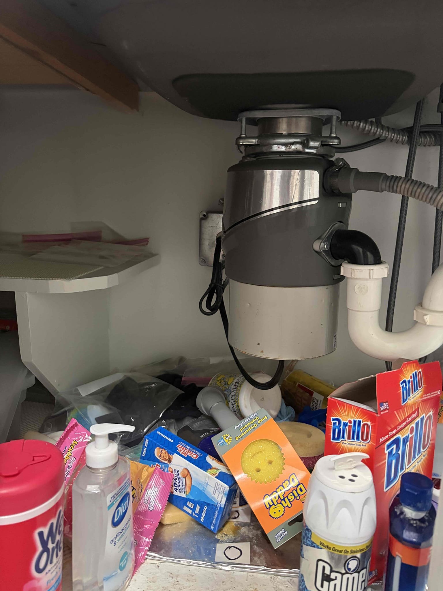 Replaced failed garbage disposal. Installed new 1/2 hp garbage disposal with new basket strainer. Informed customer they will need an electrician to inspect electrical. Previous garbage disposal shortened and kept flipping breaker. No leaks at departure.