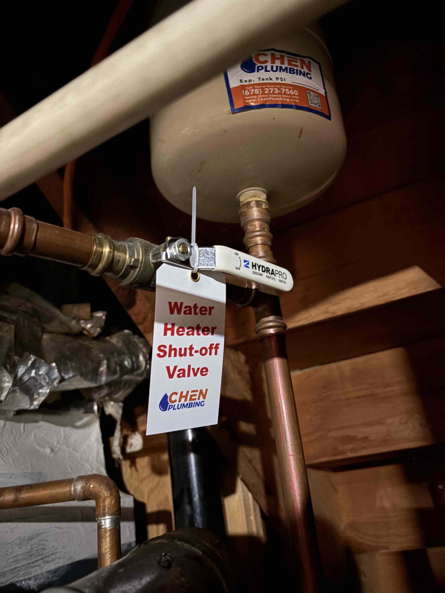 Performed win with Chen annual plumbing inspection. During inspection saw somethings that needed to be addressed and brought up to customer and left estimates. While performing water heater flush with membership, found Thermal and pressure relief line for water heater is touching metal exhaust vent and  is melting cpvc discharge. Cut out section of relief line and reroute around vent to prevent water leaks in future. Test for proper operation and clean work space 