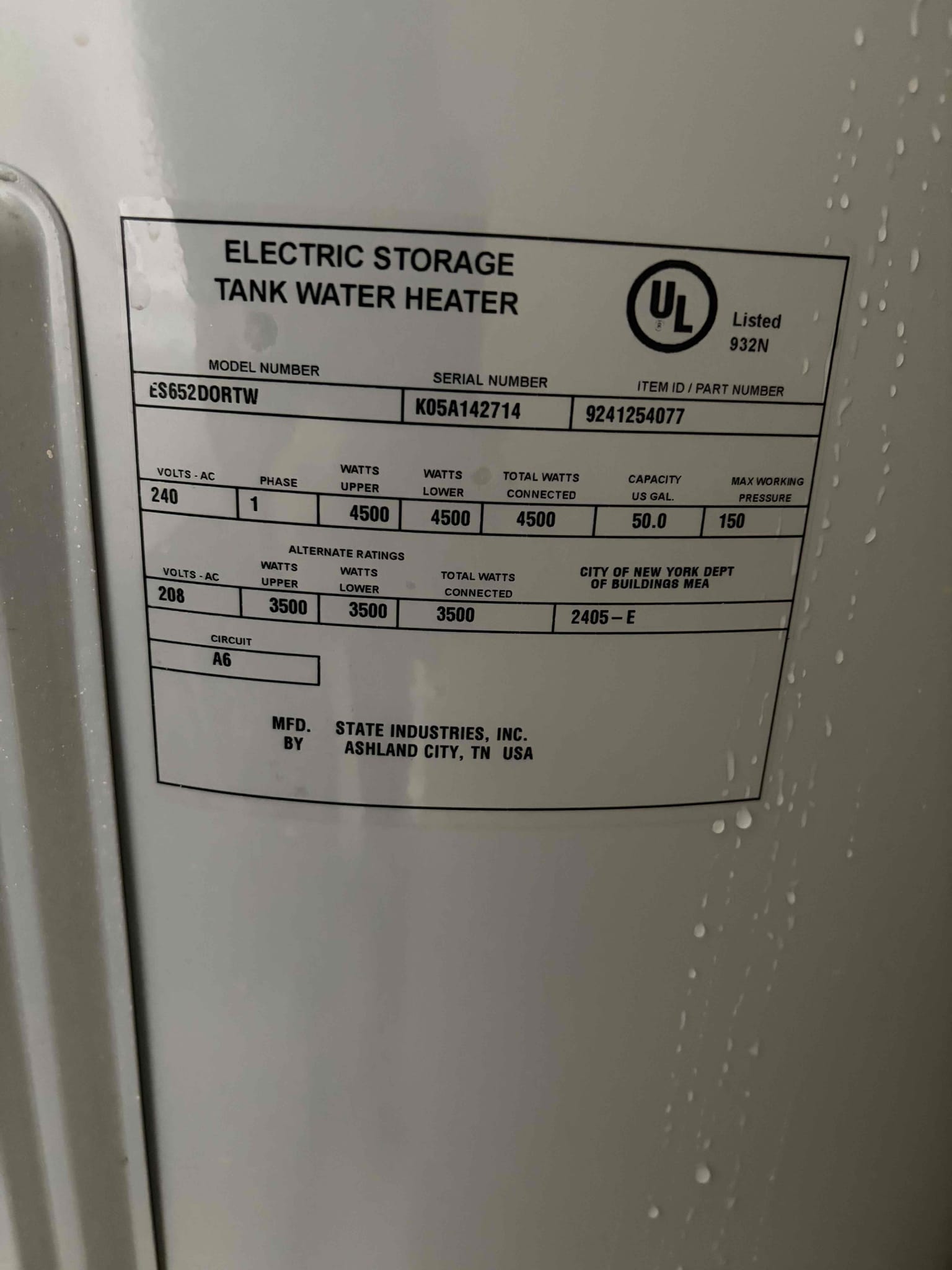 Gave customer estimate to replace failed 50 gal electric water heater in garage. Customer states she has quote from Home Depot for $1800. Informed customer their estimate is not final. Customer stated she will think about our estimate and decide tomorrow. New water heater install will come with, new heater, expansion tank, ball valve shutoff and piping. 