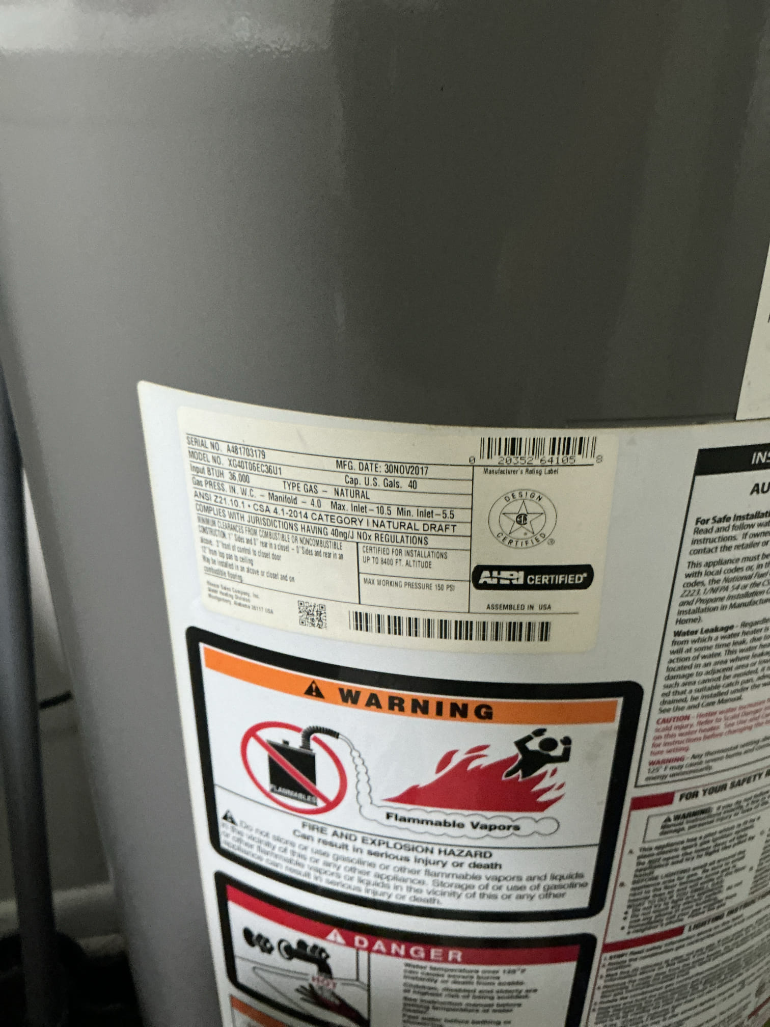 Diagnosed smell from kitchen and laundry area. Did not smell anything upon arrival. Checked crawlspace and found leak on drain line from kitchen. Smell is from standing water in crawlspace and coming up. Left estimate to replace cast iron drain lines in crawlspace. Upon further inspection noticed pressure is on lower side at 48 psi and found main line to be galvanized. Noticed heater is 9 years of age and not up to code. left estimate for galvanized water service replacement and water heater replacement with code upgrades 