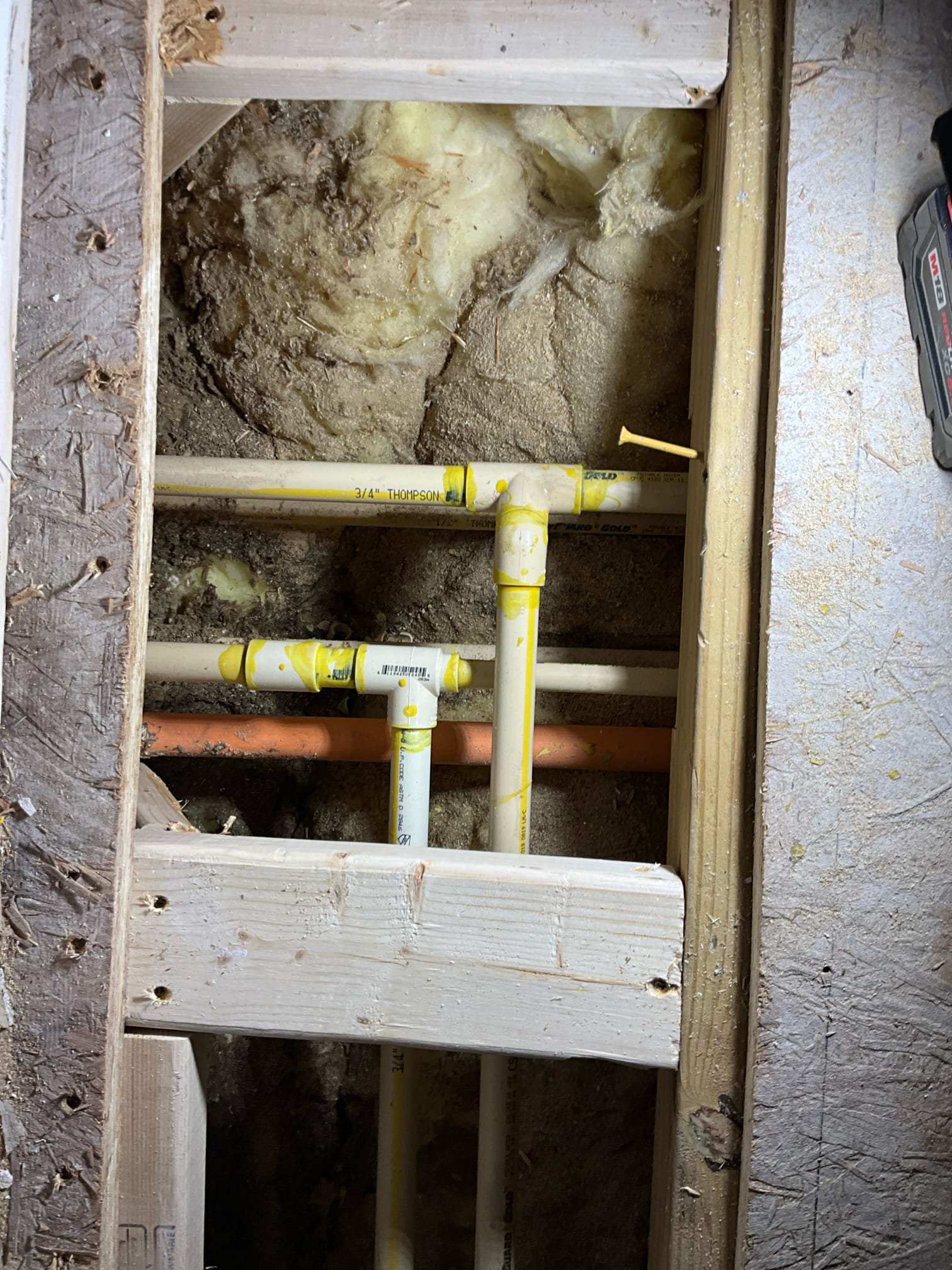 Emergency call for plumbing work following cosmetic tile work in bathroom. 

Arrived and met with Sharie. She had recent bathroom tile work being done, and a CPVC waterline was accidentally struck.

The work has been completed and water was turned back on. I inspected the work performed, and found the following:

All work was completed according to IPC (an international plumbing code), and manufacturer requirements. The solvents used were applied correctly, all cuts and unions appear to be done correctly, The pipes are structurally supported in an adequate manner, and no leaks are present. Water pressure was restored, and there is no longer any risk of leaks or damage to other units. Water pressure is maintained at 50psi by the building/HOA. 

Our assessment is that the floor is ready to be enclosed. All plumbing meets current IPC and state code requirements. No further actions are required.

Tim Chen
Master License : MP208427