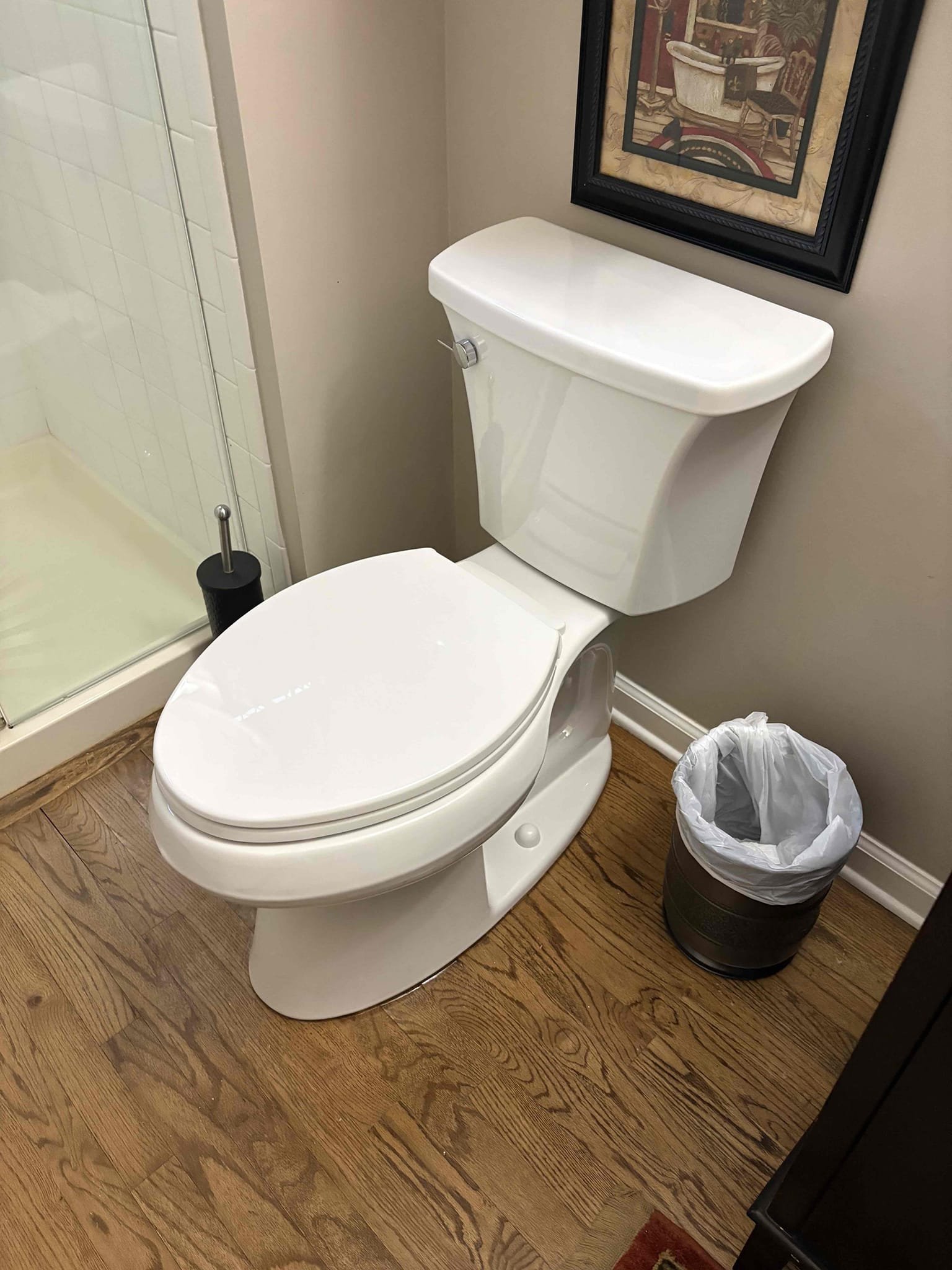 removed old toilet in master bathroom and on main level hall bathroom. Installed new kholer toilets provided by Chen with new wax ring, toilet bolts, and toilet supply lines. Tested all work for proper operation and leaks. Cleaned work area.

Signed up with win with Chen home protection plan!!