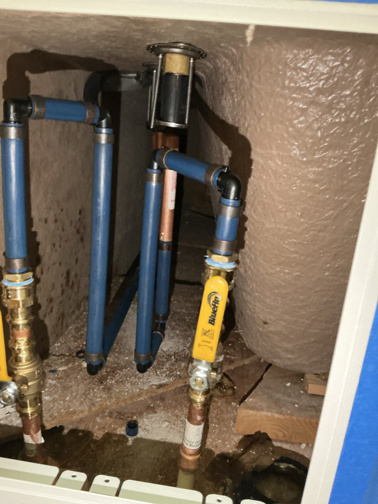 Removed existing Roman tub faucet in master bathroom tub. Installed new delta Roman tub valve provided by customer. Installed new valves and connected water lines beneath toilet valves installed previous visit. Reinstalled trim from previous Roman tub faucet on new valves. Tested all work for proper operation and leaks. Tub is working properly and no leaks found after work completed.
