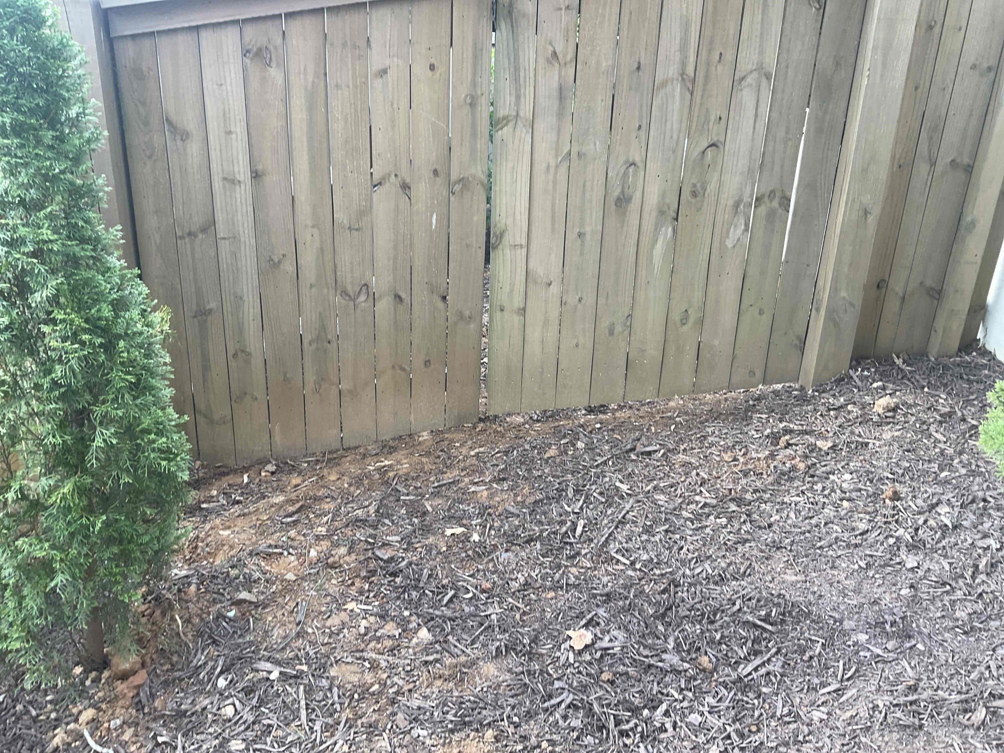 Cut some wood panel for the gate with customer permission and so one side gate can fully open , problem was not be able to open all the way after landscaping pvc pipe installed 