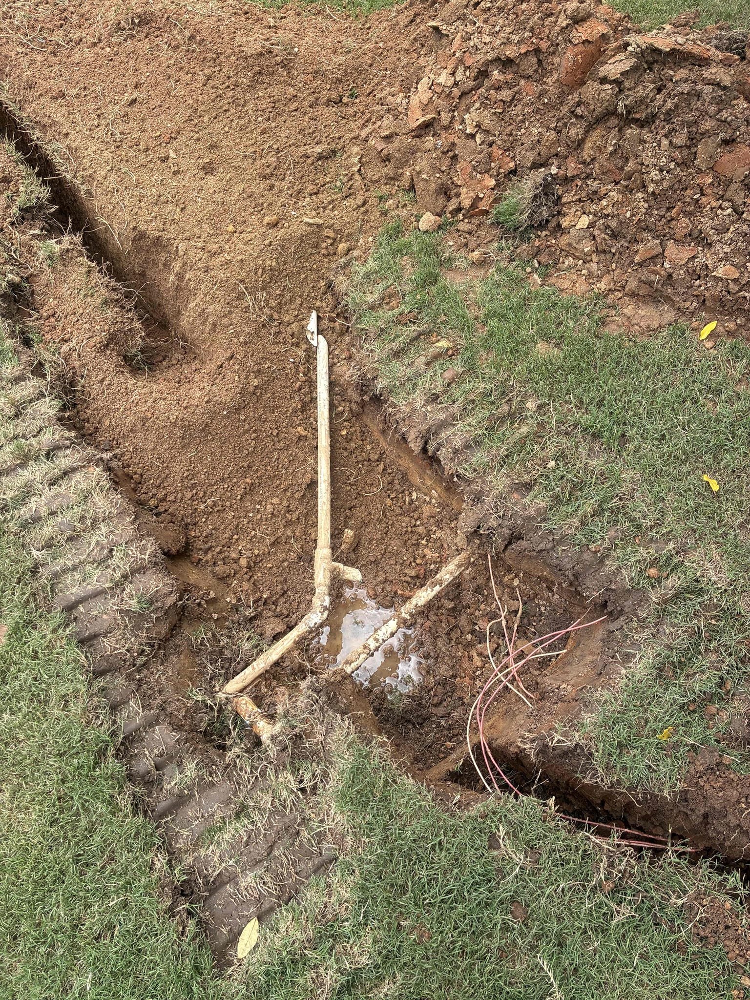 Replace water service quoted by Tim Chen. Installed 1 inch pex line from meter to copper coming out of foundation wall. Reconnected irrigation to mainline with new valve in place. backfilled trench to rough grade. Marked all areas where irrigation was hit per landscaping waiver. After connections were made turned on water to check for leaks and proper function. 