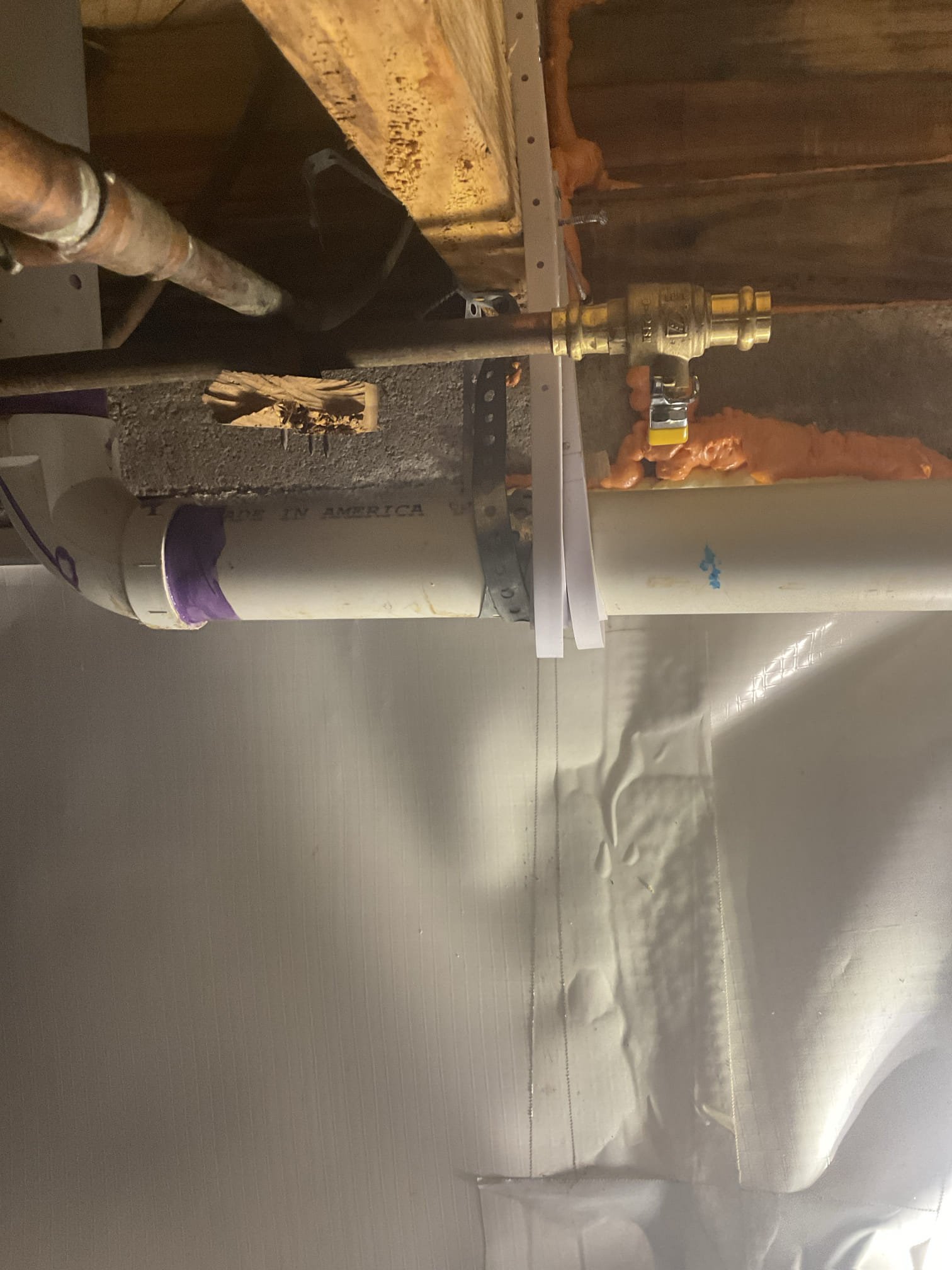 Waterline under the dishwasher was leaking upon arrival. Leak has been stopped , 6/30 tim came back remove old dishwasher Plbg line in crawl space , cap off , installed new water line at kitchen sink floor area ready for remolding job .
