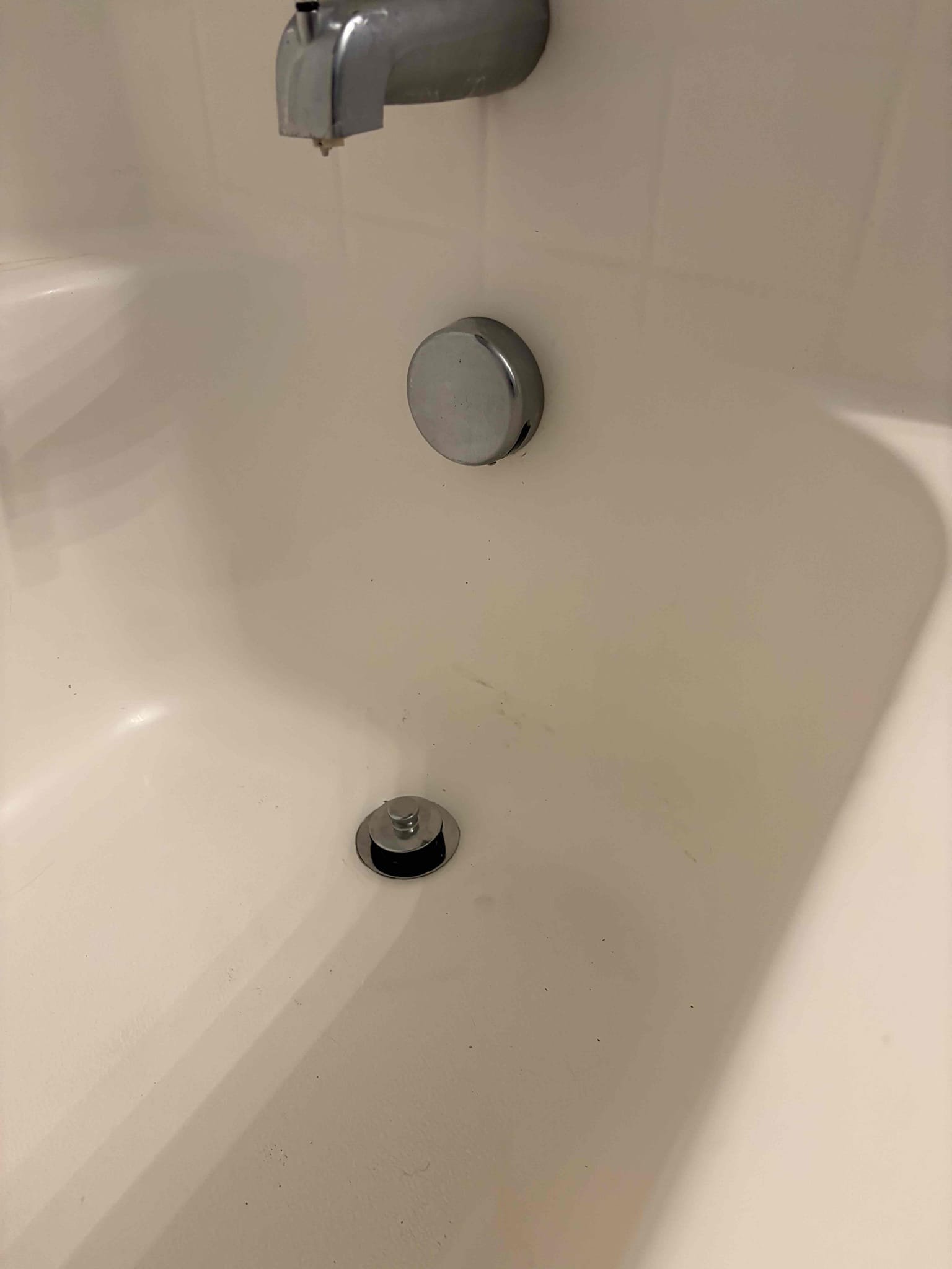 Shut off valves to both faucets. Remove faucets and drains for both old faucets. Clean workspace and make sure everything is out of way for countertop company
In secondary upstairs bathroom remove current non working lift and turn from tub. Install new chrome lift and turn kit. Test and clean workspace 