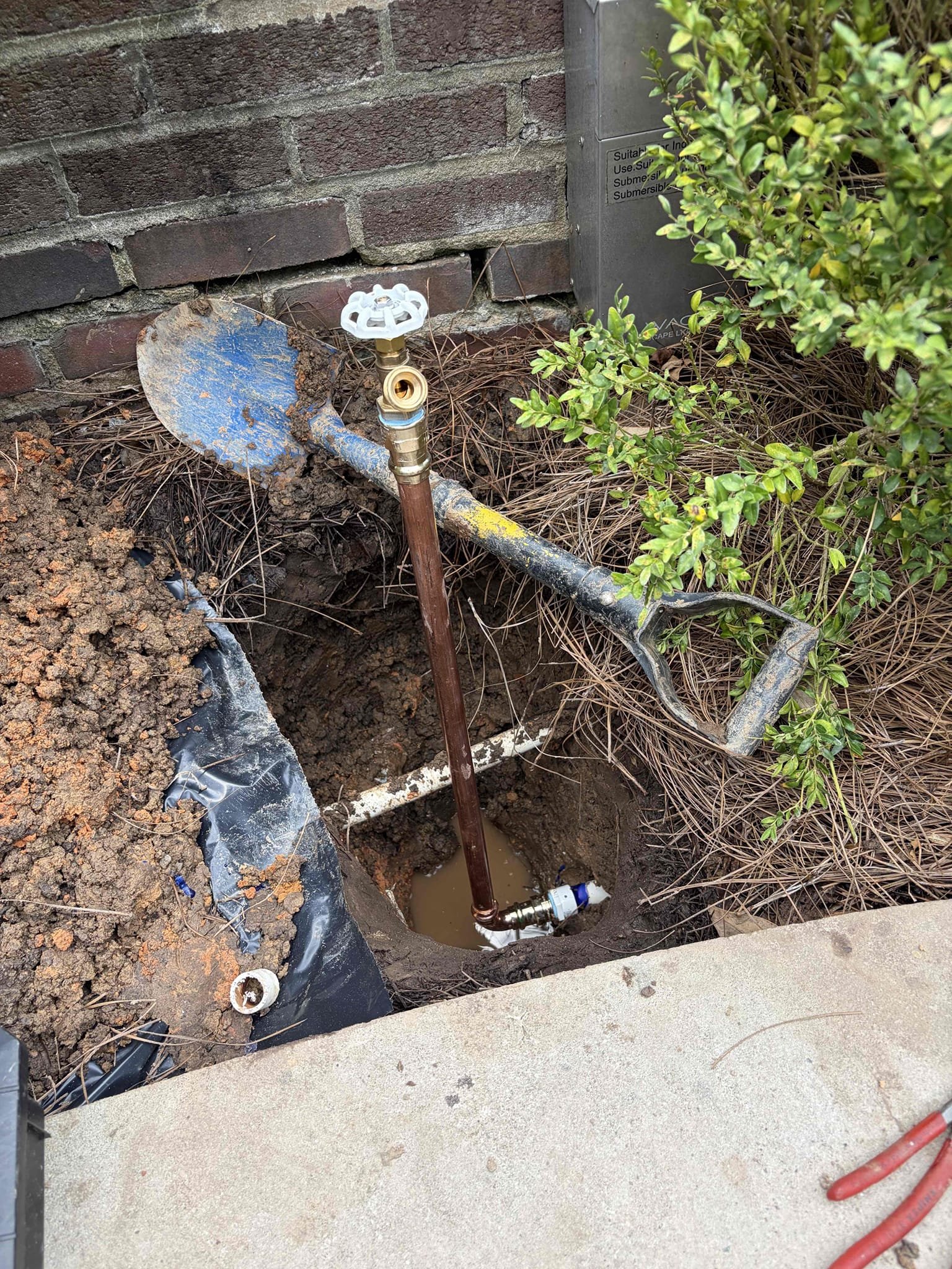 Install a new hose Bibb from the ground
Will need to dig and replace pipe in the ground 

For this customer I had to dig up a hose bib that was coming out of the ground due to it being corroded from the galvanized piping. The galvanized piping went from galvanized to PVC in the ground so I had to dig it up given that there was no space for where the issue lied. I had to go into the fountain in order to fix the issue, considering that I had to go into the fountain everything for me got wet not a big deal I wanted to get the job completed and installed correctly. I gave the the recommendation to do a yard hydrant however, the customer didn’t want to go that route, so therefore we went with the same style of set up that they currently have and replaced. The galvanized with copper piping, went from PVC with a metal adapter to a street 90 to make the connection and the repair that the landscape waiver signed. Additionally brought that copper pipe up compact of the soil, tested for leaks to 