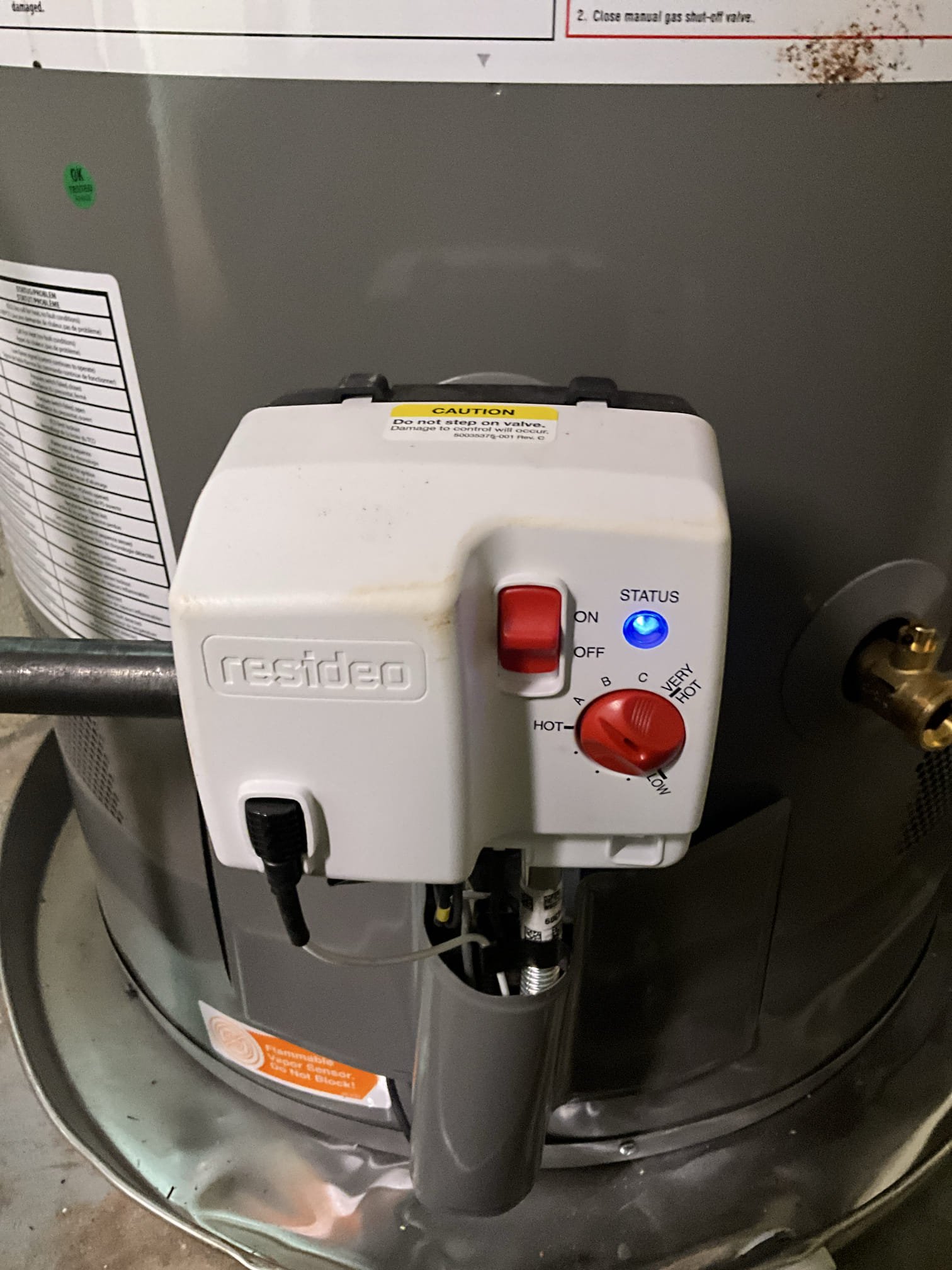 returned and removed customers atmospheric water heater from under the house. At customer request, moved old heater to the garage area for customer to keep. Installed a new 50 gallon, gas, power vent water heater. Installed a drip pan under it, with a new thermal expansion tank, shutoff, and pvc vent going to the exterior of the home. Vented the water heater with 1/8 fall per manufacturer requirements for condensate purposes (video attached of vent slope). Capped the old vent line and used hydraulic cement to seal the new vent penetration. Tested all work to ensure proper function and no leaks. None were found. 