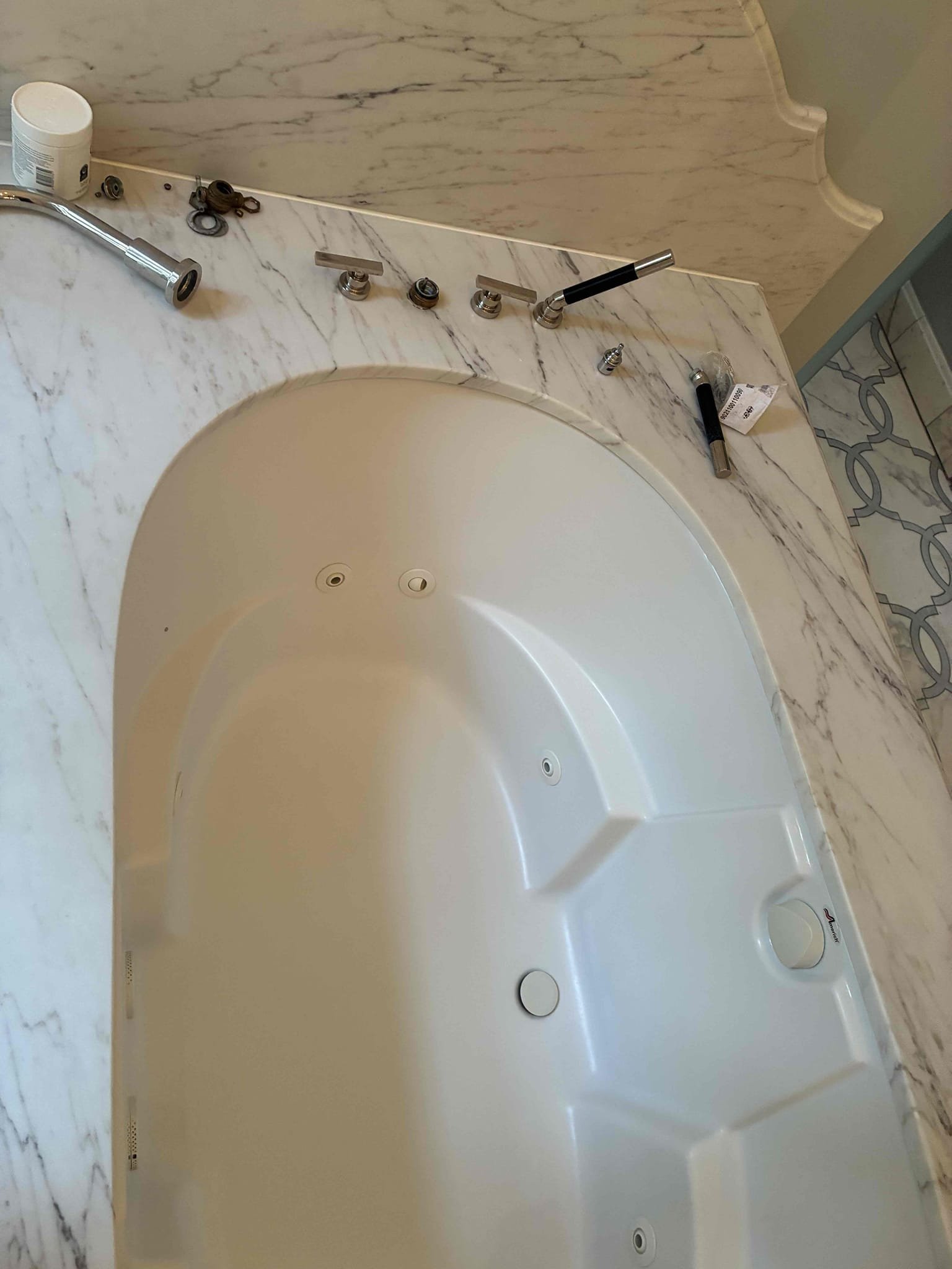 Customer needed to install roll Roman tub faucet. Removed old faucet and installed new faucet from side panels on each side of tub access was very tight, making for a difficult to reach under tub. After install check for leaks and proper function of faucet.