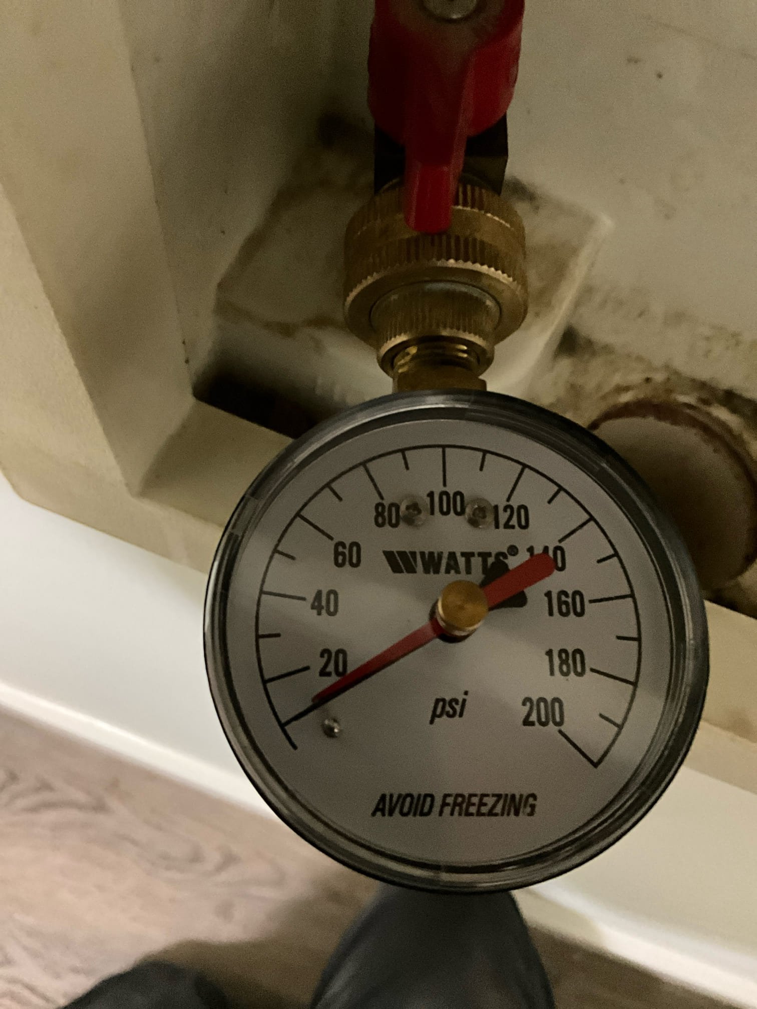 Call for low water pressure and running water meter.

Arrived and met with Chris. He states that the meter has been constantly running, and that the water pressure is low.

Chris informed me the house is under contract, and is e pecked to close next week. However, the water could not be inspected due to low volume. The buyer is buying as is. 

I checked the meter and confirmed, as well as the provided usage bill. Inspection inside the vacant home revealed one toilet was not turned off all the way, and has been running. I isolated this toilet by turning off the valve and the meter has stopped running. All three toilets should be replaced. They are older 1.6 bpm toilets and all components severely deteriorated. 

When inspecting water pressure issue I turned off toilet, but pressure did not continue to build. Prv was only three to four years old after inspecting manufacturing serial number tag. Waterline has been replaced. Additional valve was added after the meter, and this valve is ful
