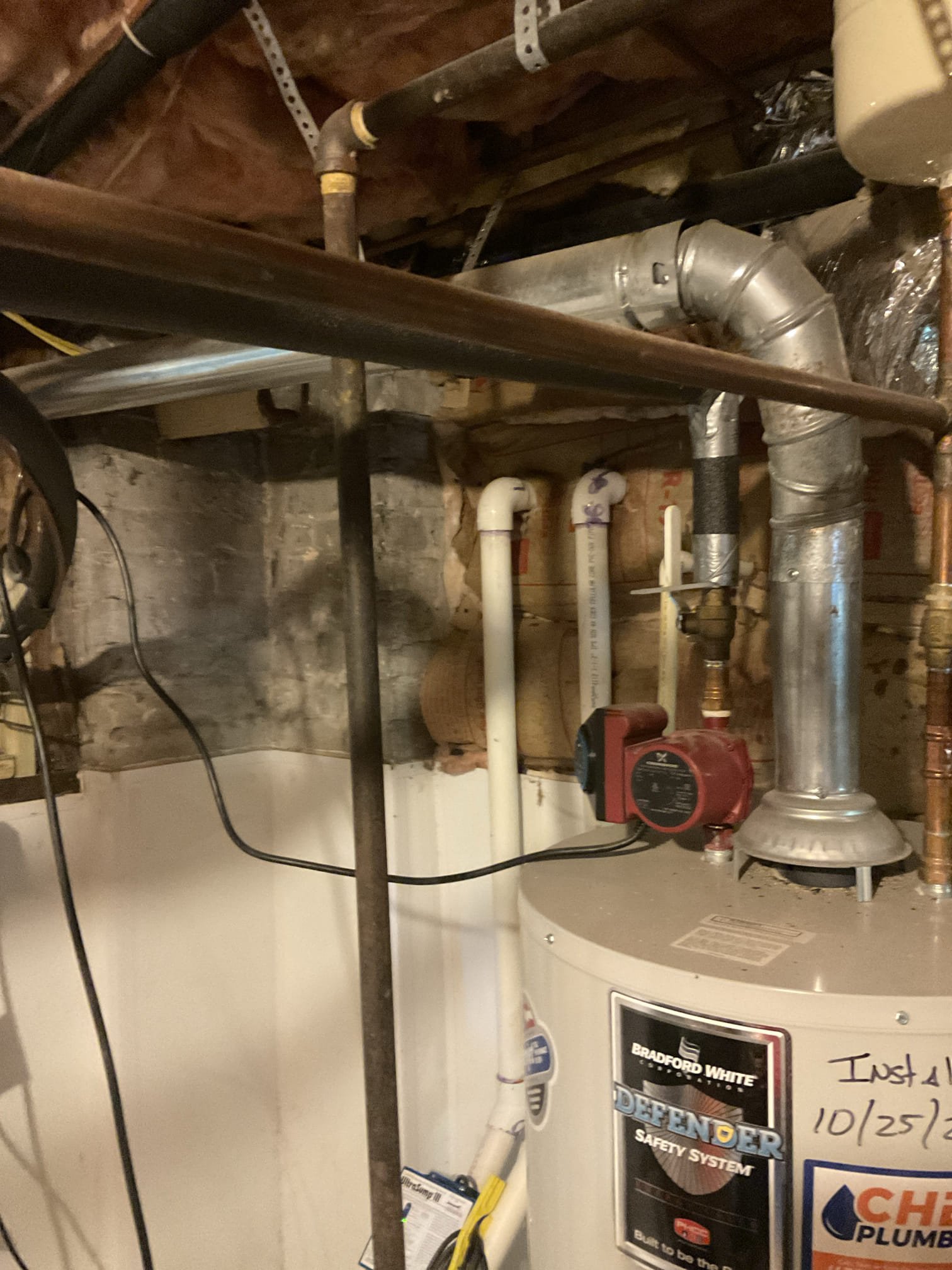 Member visit inspection with water heater flush , fixed cracked hvac pvc pipe in basement 