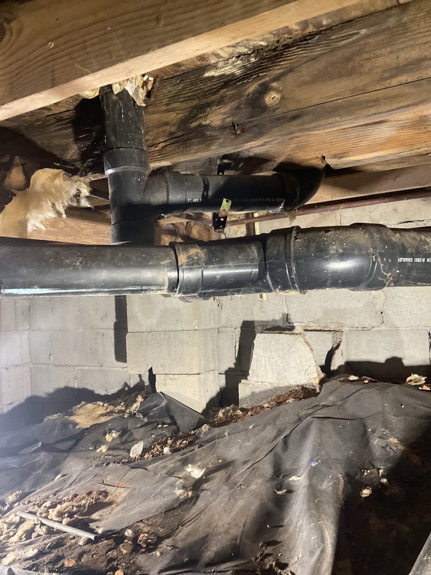 Quoted sewer repipe in crawl space and main water shut off valce , prv 
