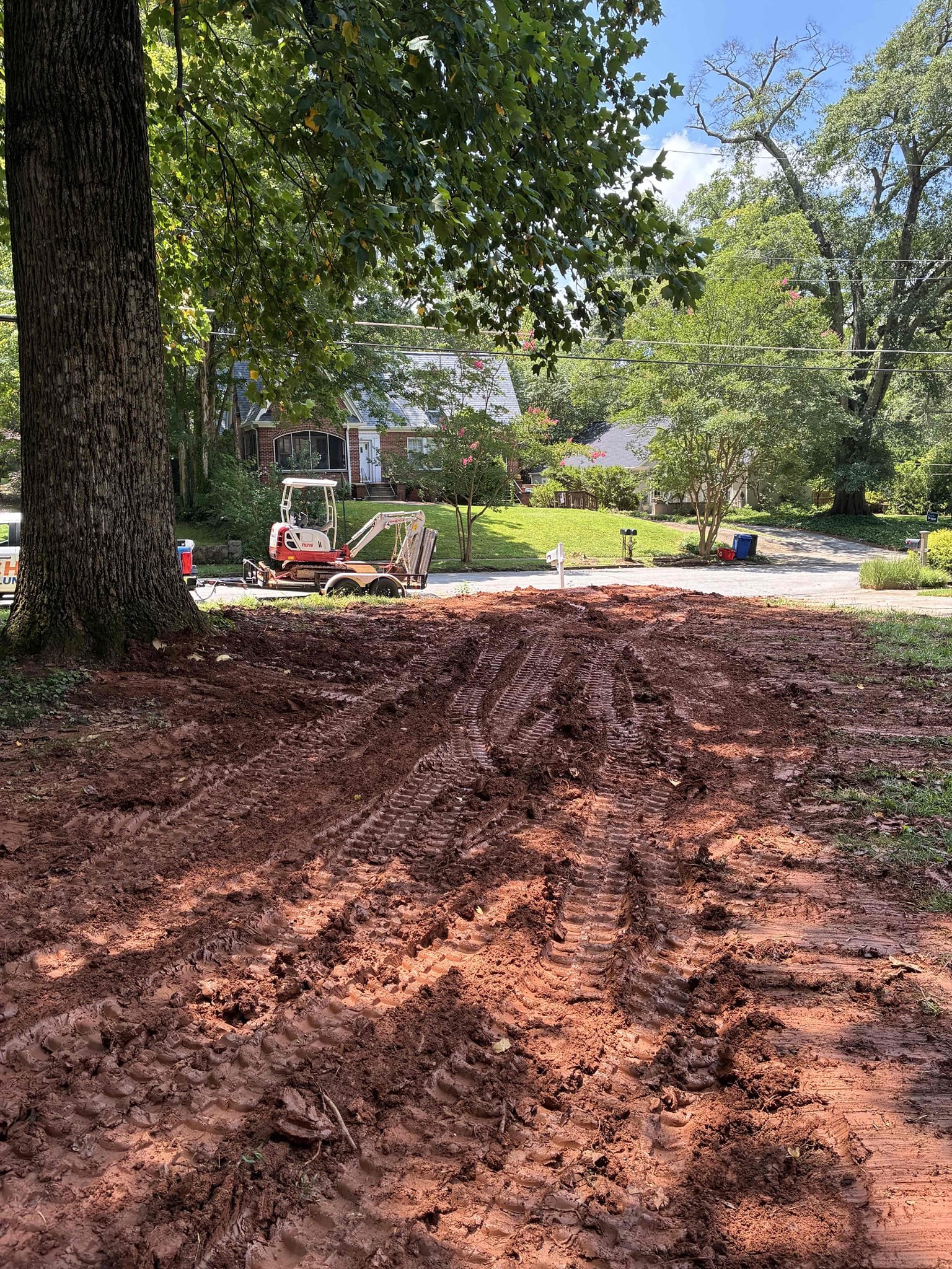 Graded ground to even out trench. Tried to get with customer to do final walk through. Could not get anyone to door or on phone.