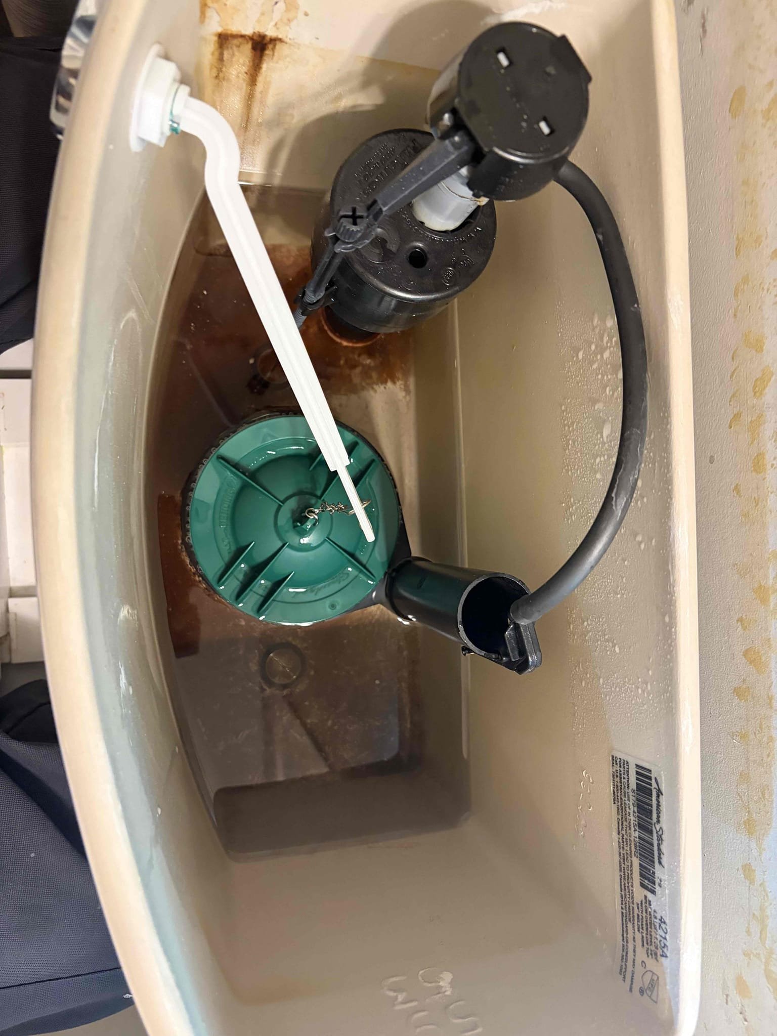 Minor toilet tank rebuild

For this customer came out to their house because of a running toilet and a part of our throw evaluation of the home I wanted to check key components of why this toilet could be running. We checked the water pressure and the water pressure red at 55 psi so the water pressure was not a problem however, the thermal expansion tank was bad. The thermal expansion tank needs to be replaced. The more importantly the water heater is from 2012 so therefore, I recommended to replace the water heater as a hole rather than putting money into a 14 year old water heater Now this may happen again in terms of the thermal expansion that is being created inside the home since it is a close system, I do highly recommend to replace the thermal expansion tank at least if not recommended to replace the water heater at this time. The toilet has been fixed. Replace the flapper seal along with a new fill valve with the brush shank following that installed a new braided steel supply l