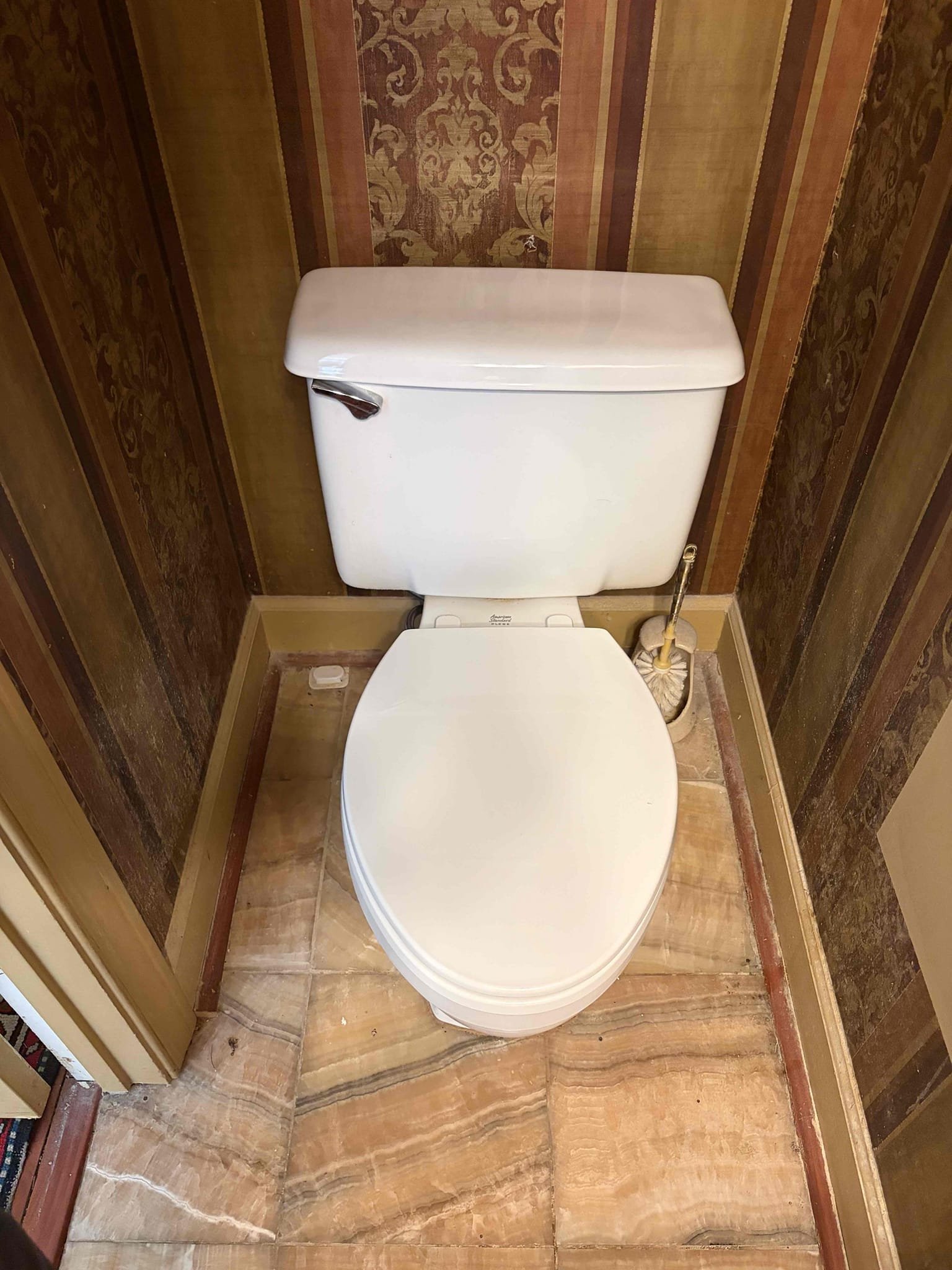 Upon arrival customer stated they can not flush guest toilet. After inspection, noticed flapper has corroded and chain has broken off. Provided customer with estimate to rebuild toilet. Customer denied estimate. Provided customer with estimate to replace flapper. Customer approved estimate. Replaced flapper. No leaks at departure.