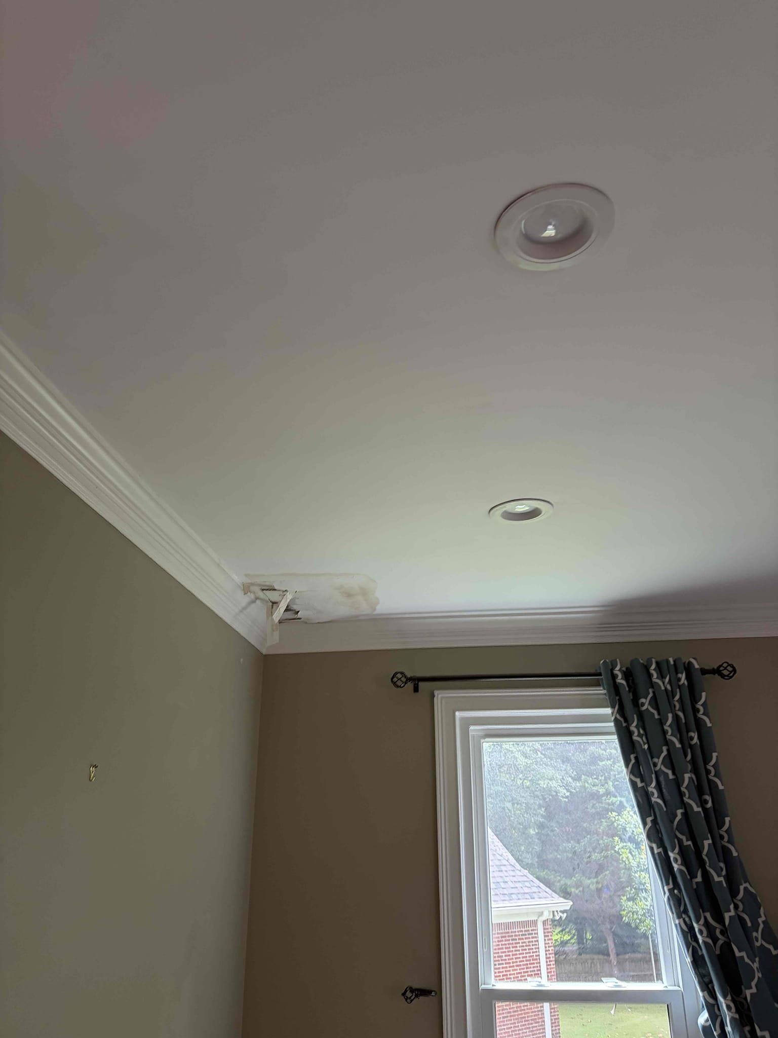 For this customer, they have a leak in the ceiling coming from the toilet line. There looks to be a pinhole leak in the PVC pipe work, unsure of how it happened. However, whenever the toilet is flushed, water leaks out from the line, causing it to drip down to the bottom of the ceiling from my understanding what needs to be fixed is the cluster for the flange following that we would have to run new PVC cut the drywall below even more to connect to the 2 inch lateral line following that we would have to go into the wall next to the window for the 3 inch stack to redo the cluster to make it work properly. The customer wants to wait on doing the work as of right now to see if the insurance company needs to remediation work before beginning. Water pressure is normal.