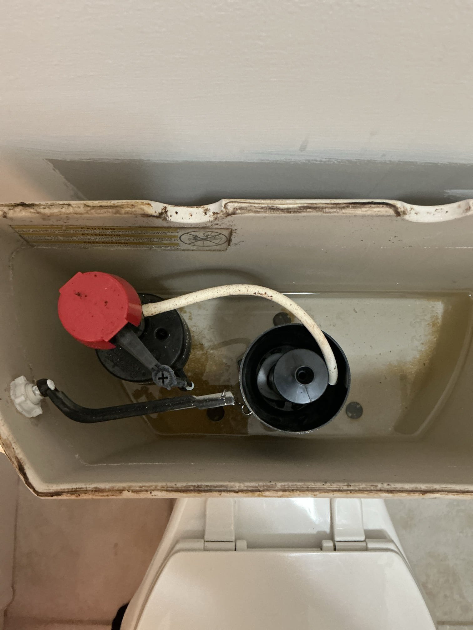 Diagnosed toilet running. Found fill valve to be worn out and flapper seal failed. Shut off water to toilet and removed all internal parts. Installed new fill valve, new flapper seal, and new toilet supply line. Tested toilet for proper operation and flush. No issues found after work completed and cleaned work space 