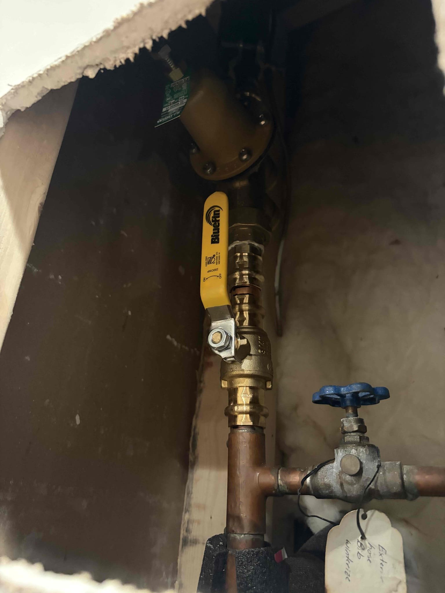 Upon arrival, customer stated they were noticing water hammering. Checked pressure, found pressure to be sitting around 90 psi. Informed customer we will need to replace pressure reducing valve. Customer approved estimate. Customer is also experiencing issue with shower handle. Found shower handle set screw to be broken off into cartridge. Informed customer we will need to replace cartridge and shower handle. Customer approved both estimates. Replaced whole home shut off and PRV with new 3/4 turn ball valve and new Watts 25AUBPRV. Also installed new Moen cartridge and Moen handle. No leaks at departure.