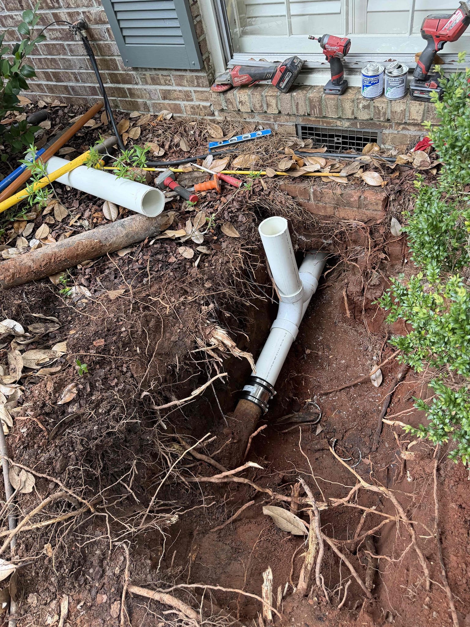 Customer approved the replacement of all visible cast-iron piping located in the crawlspace. Existing piping was removed and replaced with new PVC drain piping. The drain system was reconfigured to provide a more efficient routing, and the building drain penetration was relocated to improve slope and ensure proper drain drainage where the previous installation lacked adequate fall. A new exterior cleanout was also installed to provide us access for future maintenance and servicing.




Upon completion of the installation, a camera inspection of the sewer line was performed. One root intrusion was identified approximately 60 feet downstream in the existing 4 inch concrete sewer line. Customer approved supplemental Hydro jetting, which successfully removed approximately 95% of the root mass and restored proper flow. Customer was informed the root intrusion is likely to return overtime due to the condition of the existing pipe, and recommendations were provided for permanent repair soluti