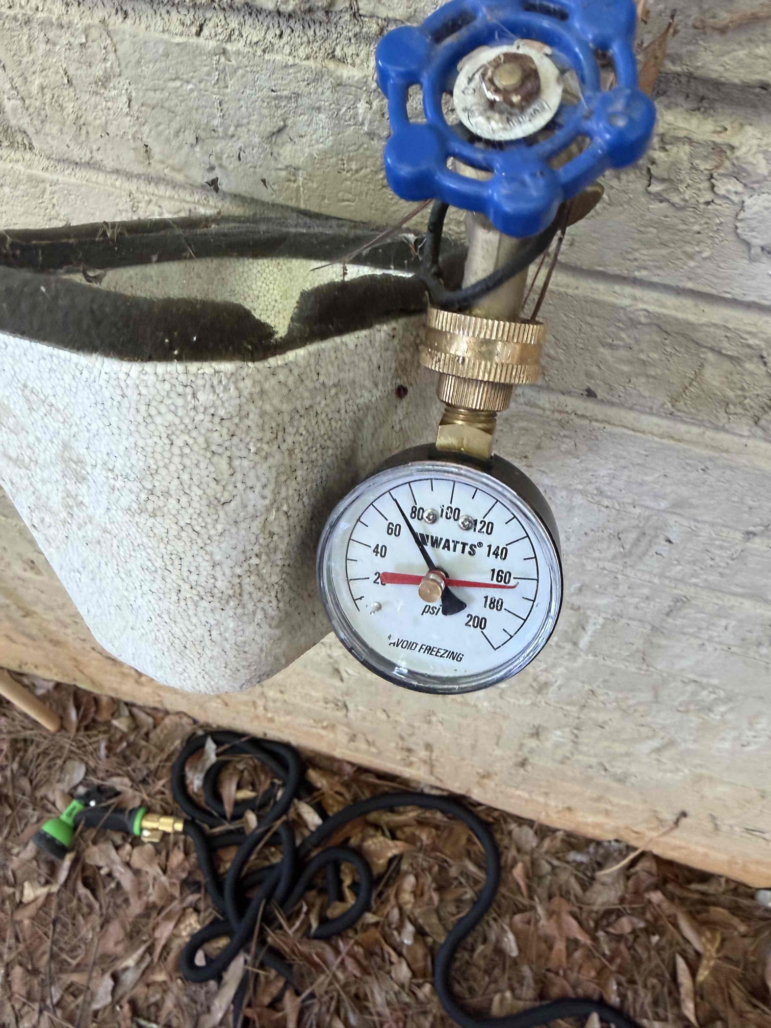 Customer stated that there was brown/colored water coming out of fixtures in home. Took a look around and found 2 sections of galvanized piping. Customer opted to just replace one section that was by Prv. Removed existing Prv and house shut off valve and installed new Prv and shut off. Also removed section of galvanized piping. Tested and no leaks present. Set water pressure to 65 psi. There is another piece of galvanized pipe that is feeding a toilet. Also do see that the main water line coming through wall is pvc and dug up by meter and also found pvc. Also customer mentioned that water hasn’t been ran in awhile which can also lead to sediment in pipes settling and once water is ran can cause discoloration. Also found that thermal expansion tank has failed and water heater is from 2013. Will send estimate for recommend repairs. Cleaned up work area.
 1 year warranty on work completed today