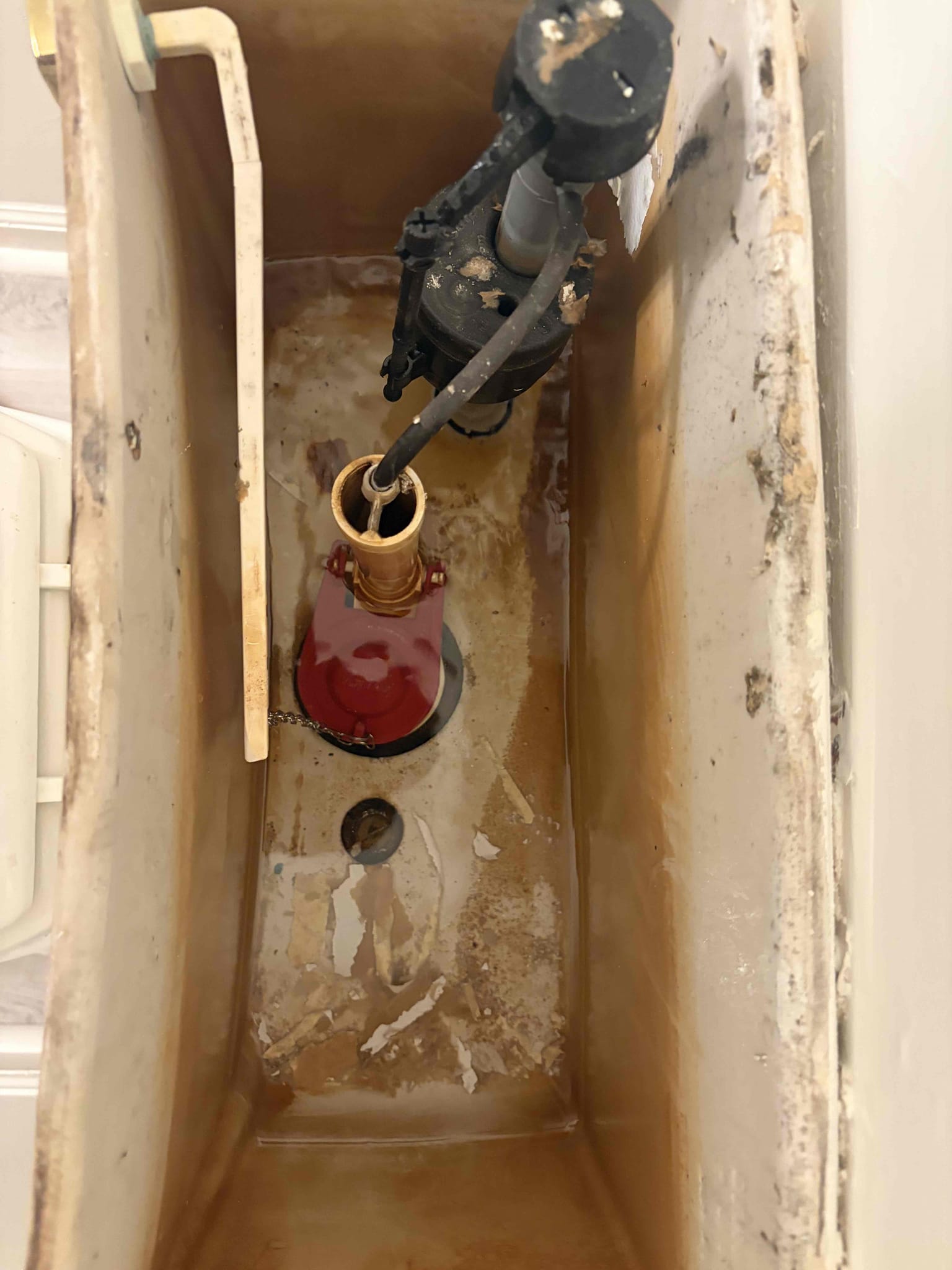 Fixed in the half bathroom that I did not work on however for the courtesy I threw in a new 2 inch quirky flapper. I did look at the toilet at the time. There was nothing wrong. Is an issue now But at this time the customer is all set