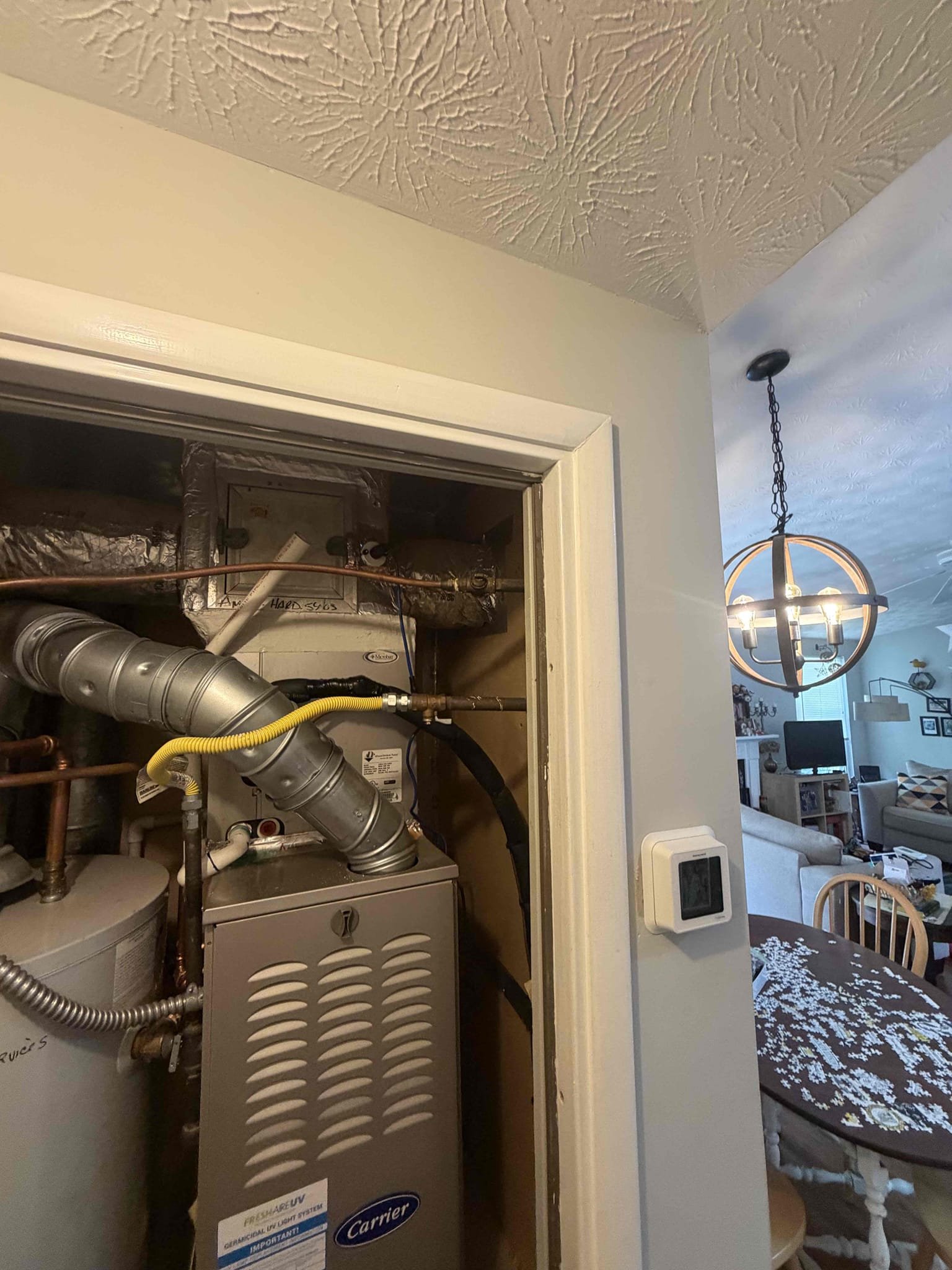 Upon arrival, customer is interested in receiving estimates to replace 10 year-old water heater. Customer also mentioned concerns over pressure reducing valve. Checked water pressure, water pressure is sitting at 60 psi. Informed customer that pressure reducing valve is currently working properly. Provided customer estimate to replace 40 gallon gas tall water heater in mechanical room. Estimate includes replacement of 40 gallon gas, water heater, new expansion tank, new ball valve shut off, and new water heater pan. Also includes new copper piping. 