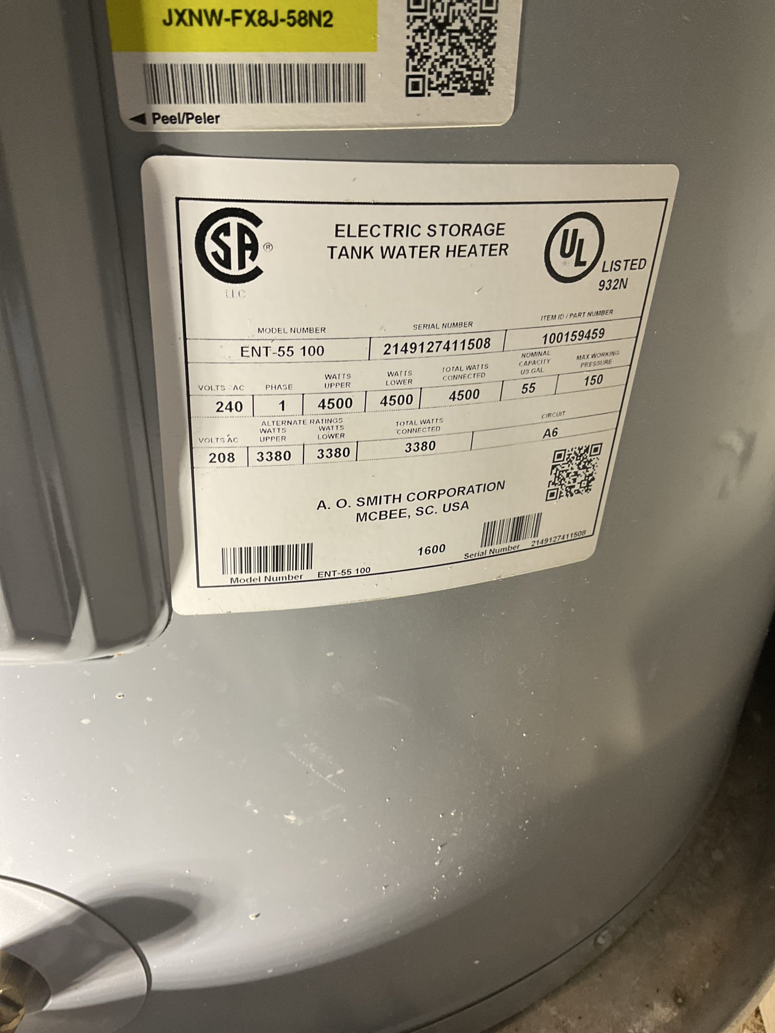 Adjust pressure at new Prv we just installed , notice bad up thermostat ( tripped , do not reset ) , replaced up thermostat and heating elements today 