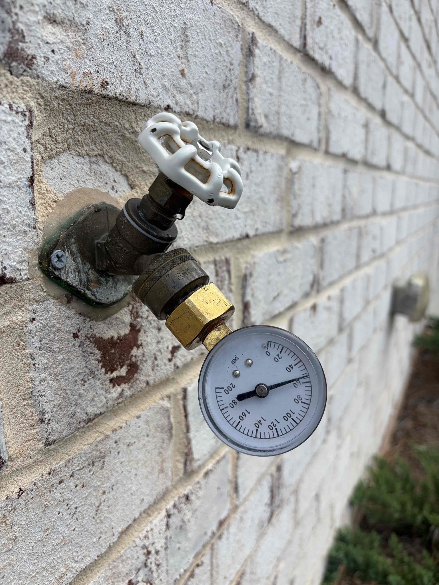 Install new hose Bibb on the backside of the home
Will need to cut drywall in the back side of the wall in the garage 
Win with Chen membership 

This customer we installed a new hose bib customer supplied to be installed on the wall on the outside. The new faucet that was going outside was a quarter turn aqua hose bib had a hard time securing to the wall because of the loose brick that was installed on the home the area of where the previous hose stayed at was just mortar. So in order to get it flush enough, we had to put caulking behind it in order to seal the crack to get this hose flush. If we drill the new hole, the hose would be flush, but the pipes in the back wouldn’t line up this was a pipe if the hose bib ever needs to be come off there is a mail adapter. At this time, water pressure is normal and the tankless water heater is fairly new new to the home. No leaks after installation.