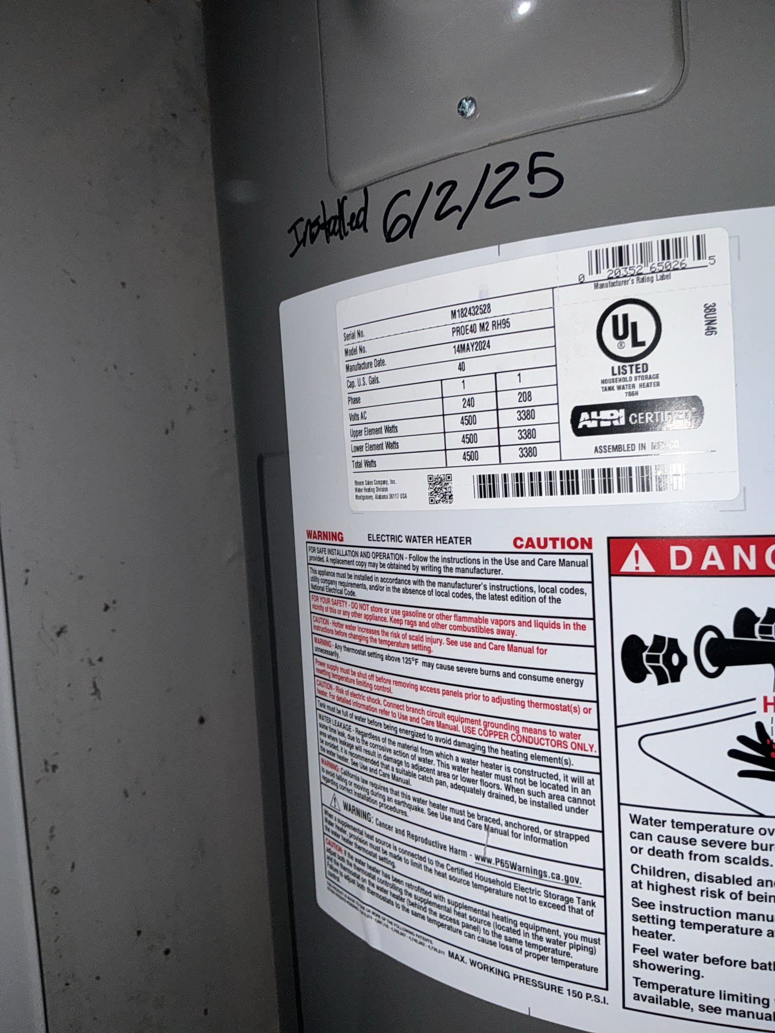 Performed win with Chen annual plumbing inspection. Completed inspection form. All plumbing in unit 29 is up to date, no leaks or issues found at this time. Heater is new installed in 2025. Pressure is around 45psi and is in the safe range. 