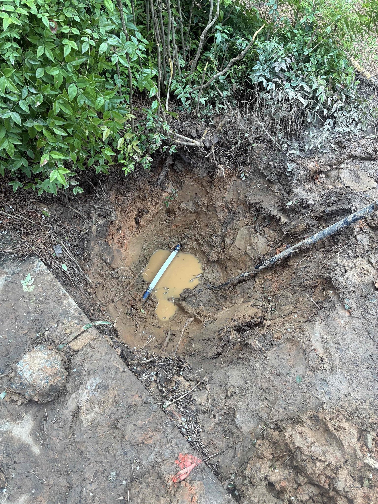 Customer had water leak on main service going to home when I arrived. Customer already had hole dug and pipe cut. Customer was looking for repair on cut section after repairing section of pipe turned on water to check for leaks and proper function. Customer also is to backfill hole.