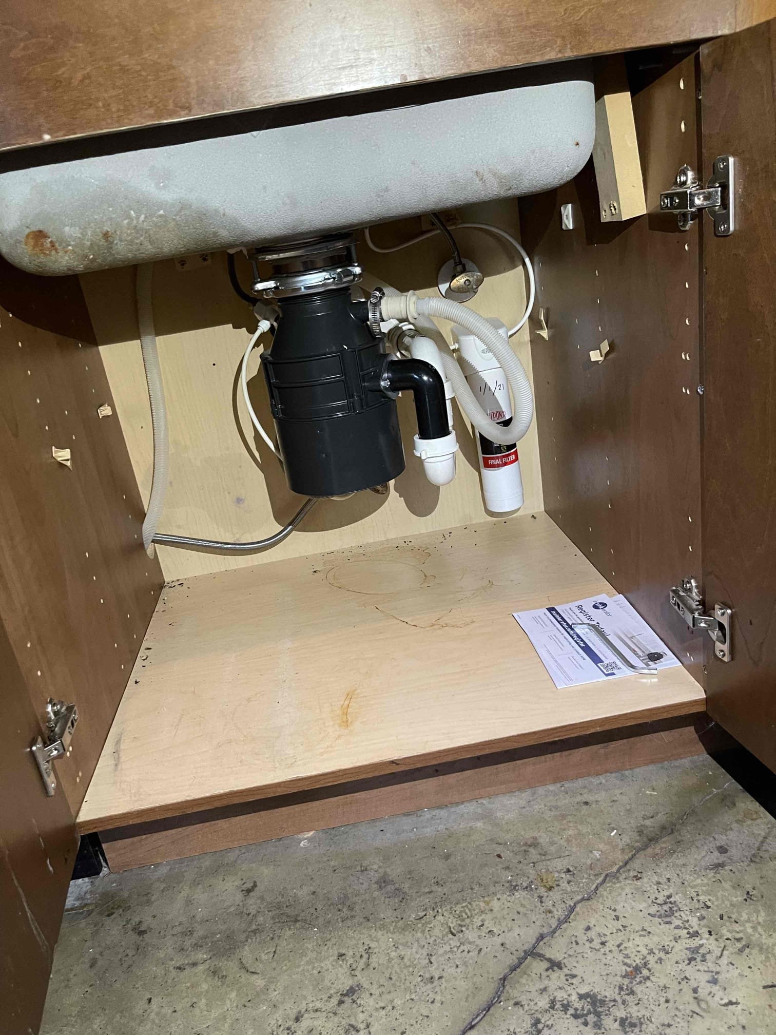 Came out for a toilet slow to fill, a shower that was leaking, and a disposal that made a loud noise when turned on. We found the tanks components to be worn out and causing toilet to be slow to fill. Received approval to do a minor rebuild. Replace the fill valve, flapper, handle, and supply line. Shower valve stopped leaking a few days before we arrived but we left a quote to replace the cartridge if the issue returns. Garbage disposal made a very loud grinding noise. We received approval to swap the disposal. Installed new 1/2 hp insinkerstor and mounting bracket. Tested to ensure proper function and a leak free install. Water pressure tested in the normal range. 