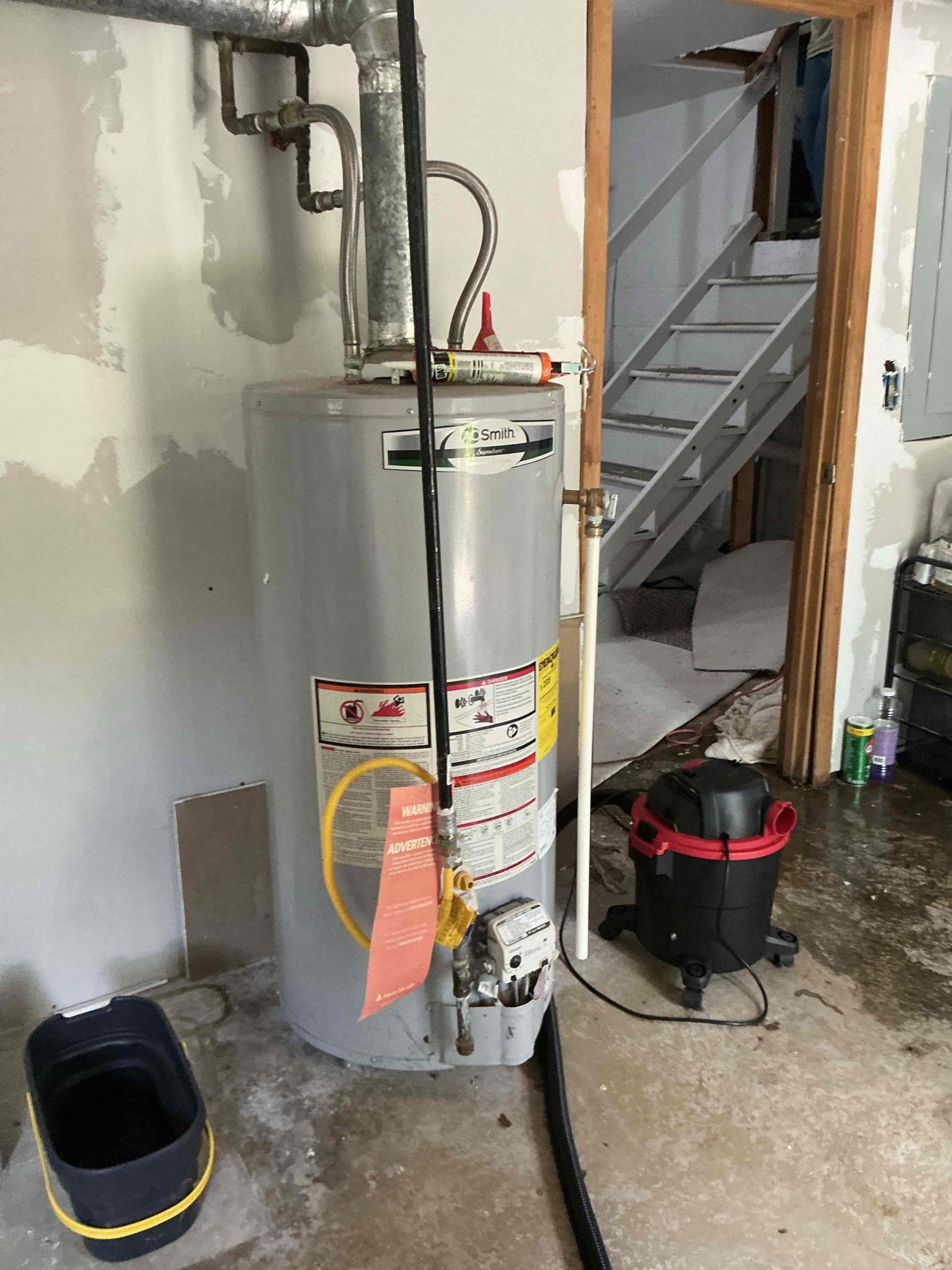 Diagnosed leak in basement. Seems to be related to drain. Ran camera to confirm. Currently drains for left side of home can’t be located where they go out of home. Plumbing on right side of home is draining to backyard open pipe. Recommend calling septic company to locate tank and entry point. Once tank is located customer can have us back out to figure out a way to tie in all plumbing properly to septic tank and have no more leaks or open drain lines in backyard 