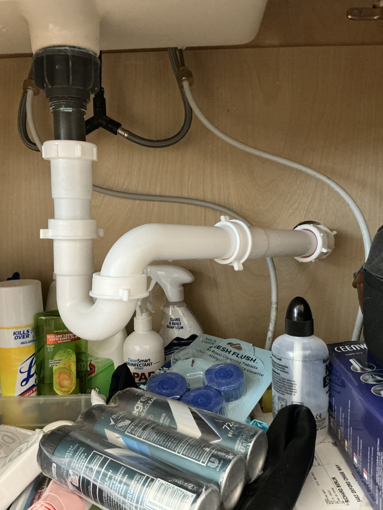 Replaced hot side cartridge in upstairs master bathroom lavatory faucet on right side. Installed new customer supplied replacement Kohler cartridge. Installed and tested for proper operation and leaks. Replaced both pop up assemblies in master bedroom for lavatory faucet. Installed new customer supplied Kohler pop up assemblies. Installed and tested for proper operation. Checked 2 toilets in question about odor. Checked both bathrooms thoroughly and did not sense smell or any cause of odor. Both toilets are sealed and secured very well. Tested all work and cleaned workspace 