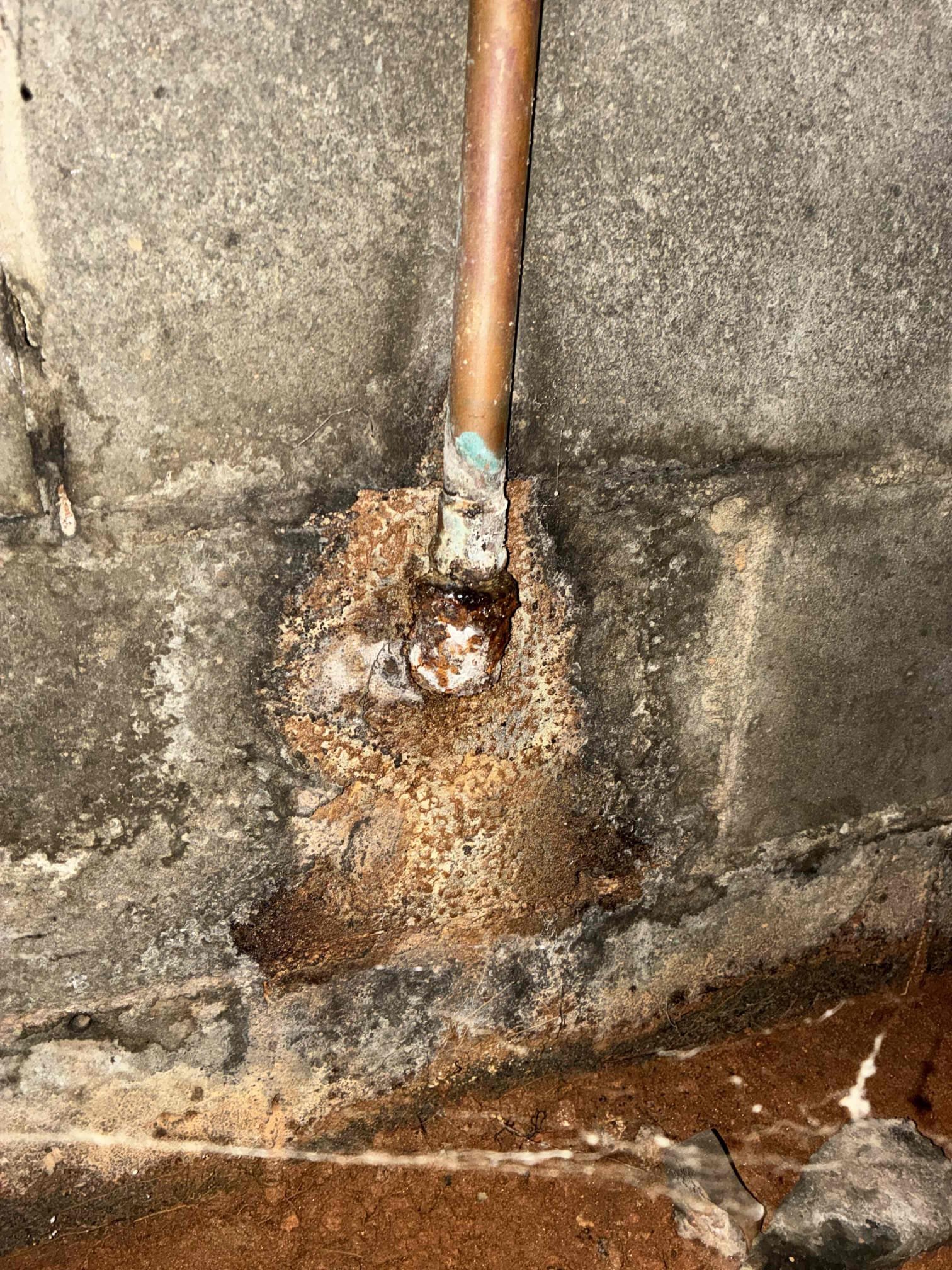 Found that drain system is clogged and leaking into crawl space. Sent restoration report into provision. While in crawl space found water service leaking at foundation. Gave estimate for replacement of drain line from house to septic tank and water service from house to meter.